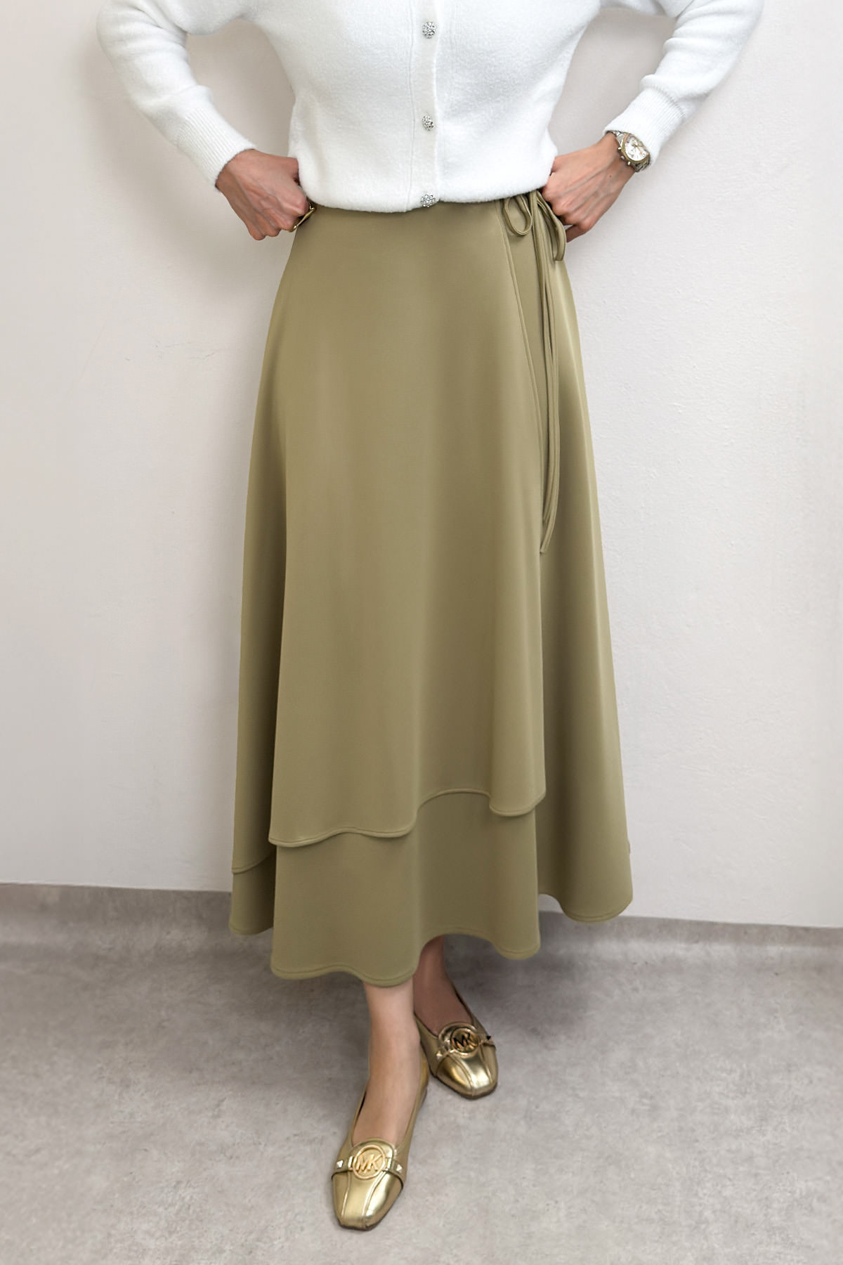 Belden Bağcıklı Scuba Etek 0056 - AÇIK HAKİ |  