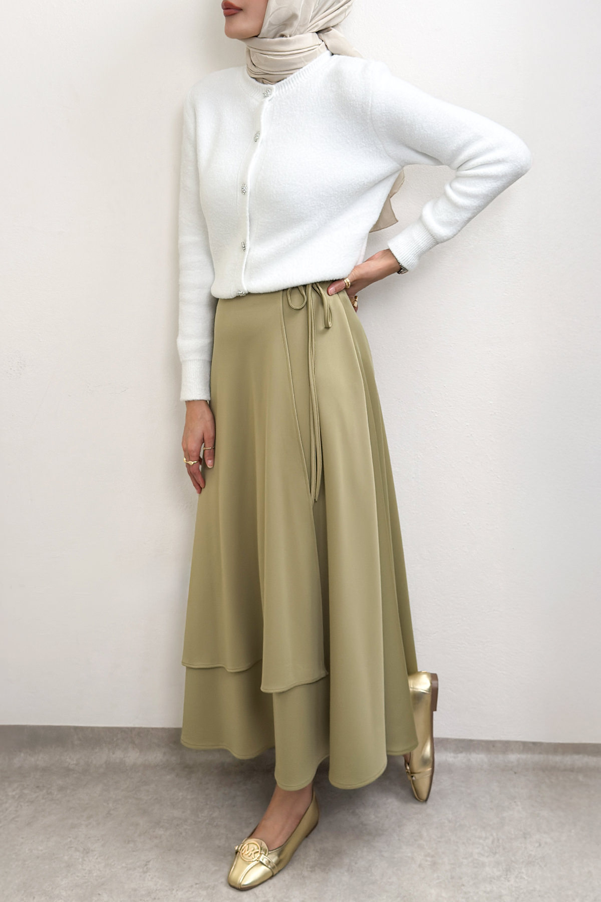 Belden Bağcıklı Scuba Etek 0056 - AÇIK HAKİ |  