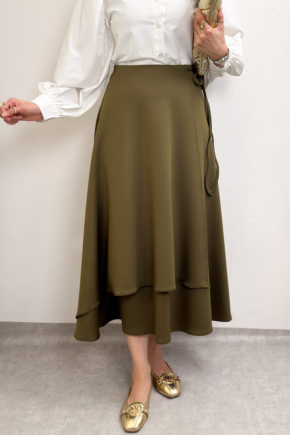 Belden Bağcıklı Scuba Etek 0056 - HAKİ |  