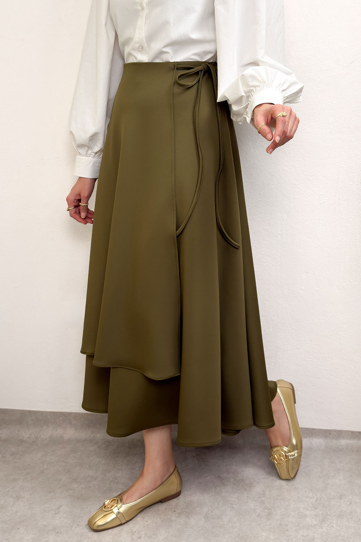 Belden Bağcıklı Scuba Etek 0056 - HAKİ |  