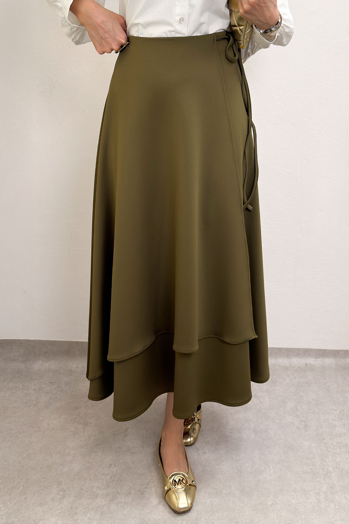 Belden Bağcıklı Scuba Etek 0056 - HAKİ |  