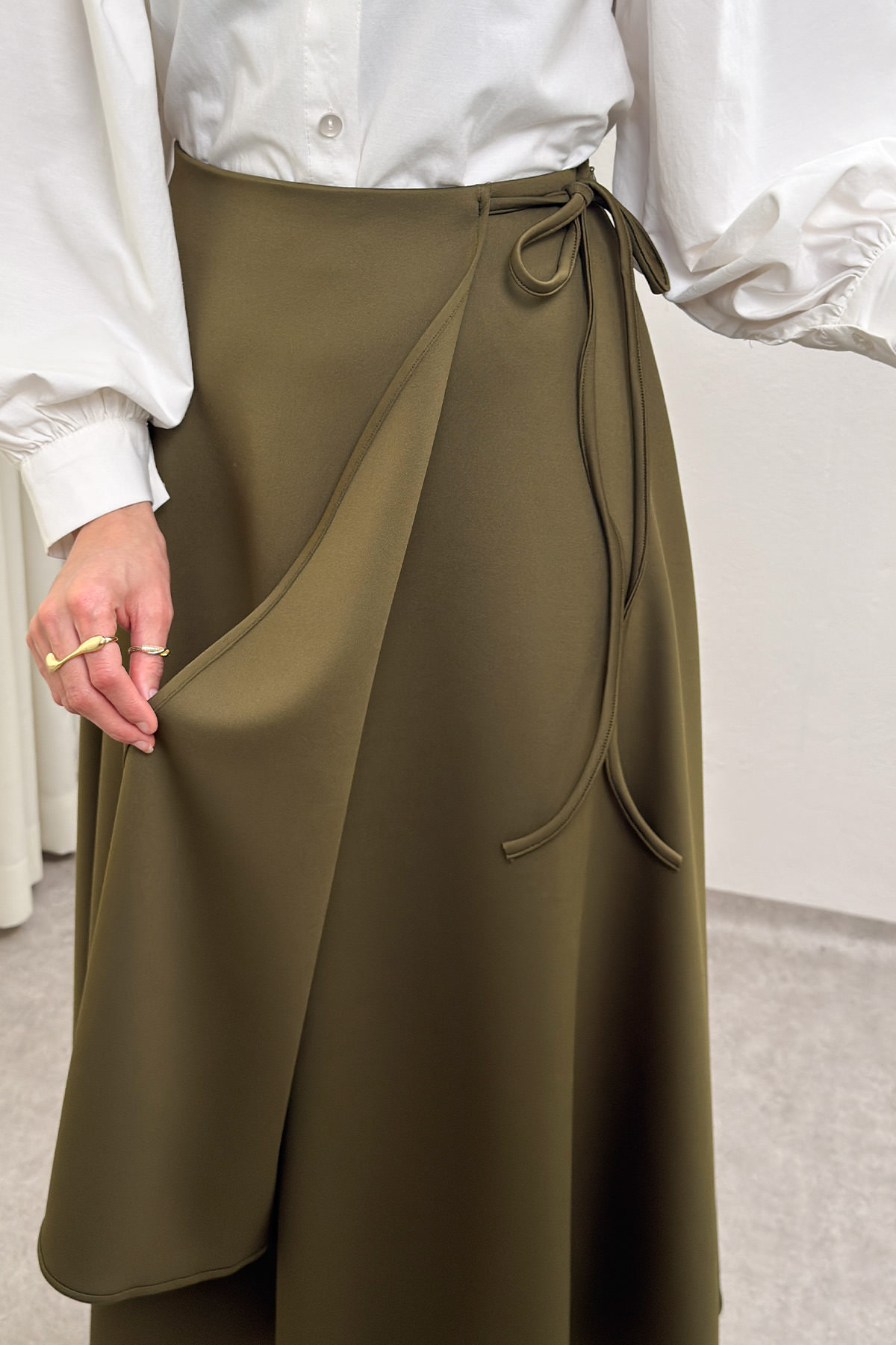 Belden Bağcıklı Scuba Etek 0056 - HAKİ |  