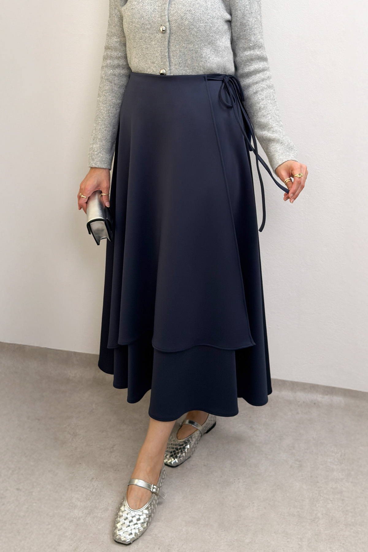 Belden Bağcıklı Scuba Etek 0056 - LACİVERT |  