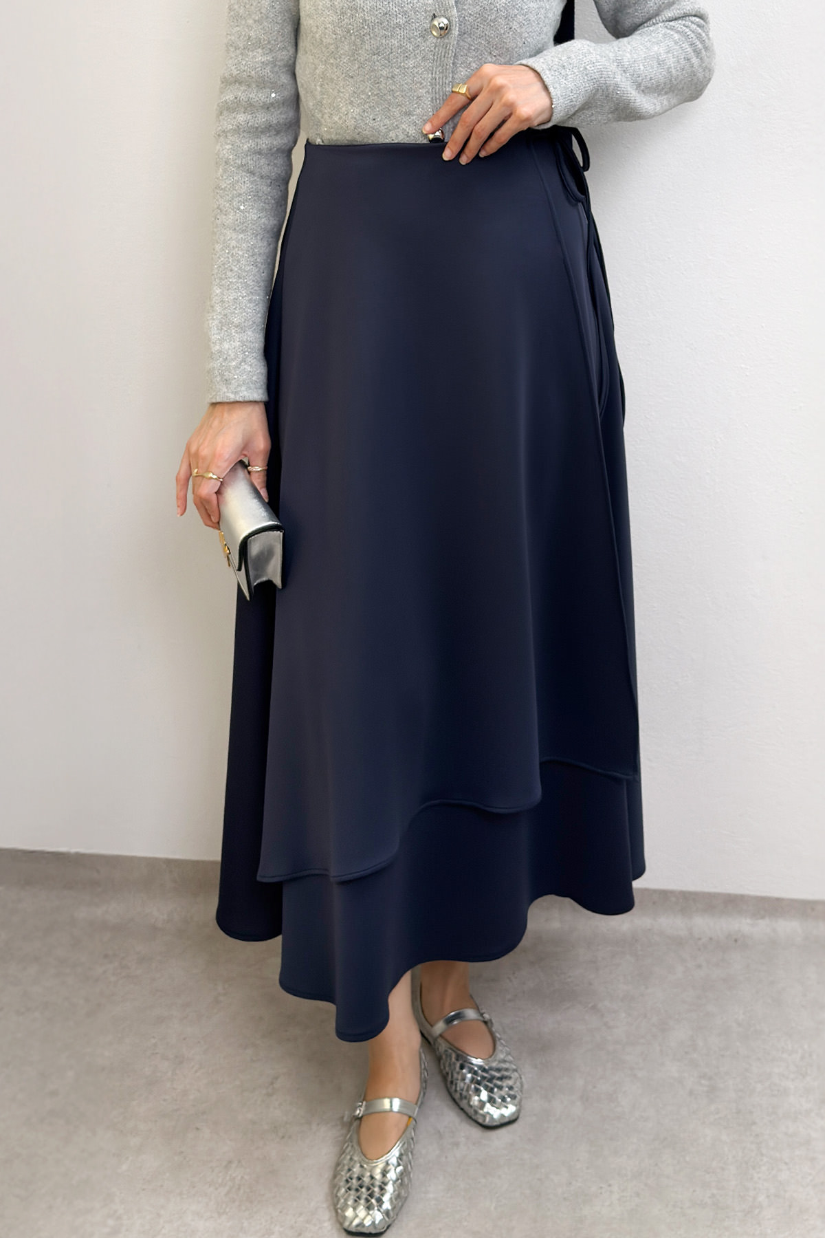 Belden Bağcıklı Scuba Etek 0056 - LACİVERT |  