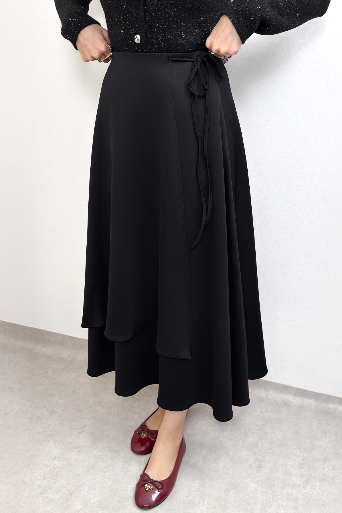 Belden Bağcıklı Scuba Etek 0056 - SİYAH |  