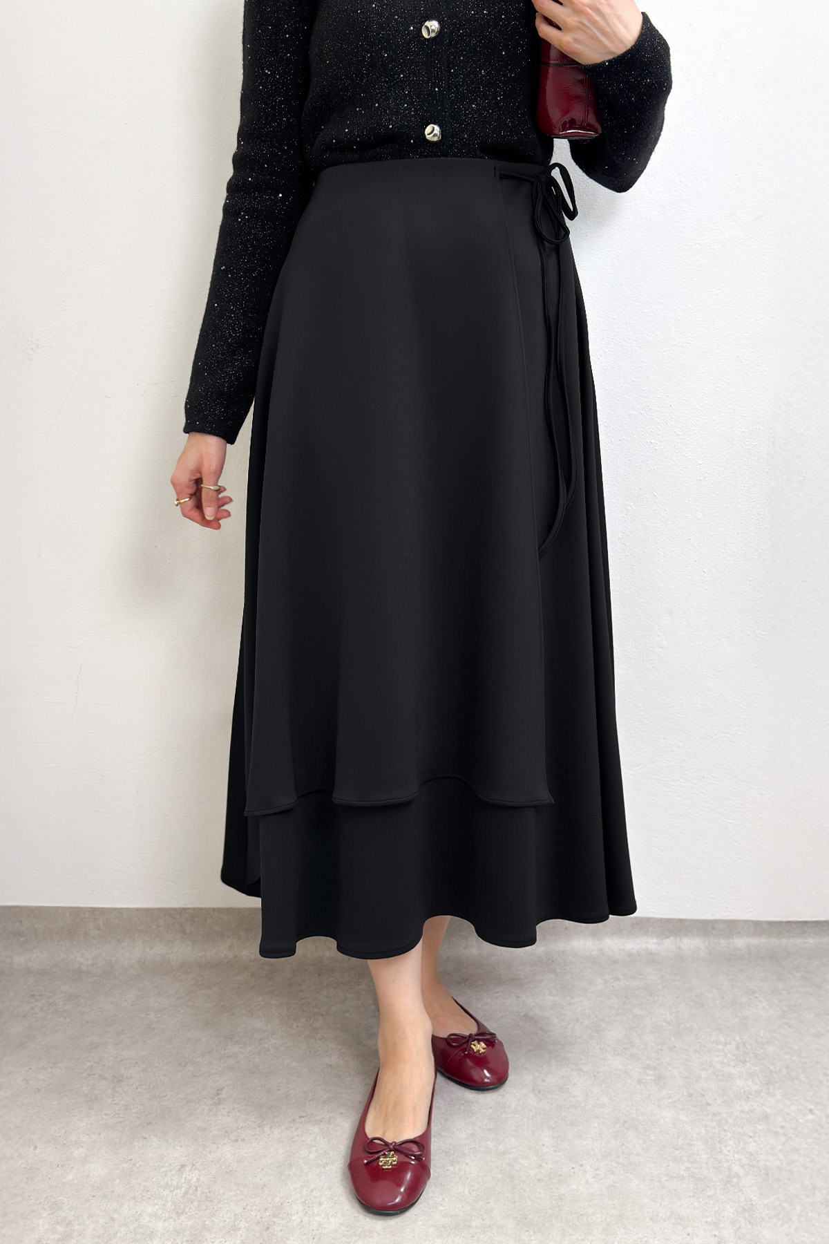 Belden Bağcıklı Scuba Etek 0056 - SİYAH |  