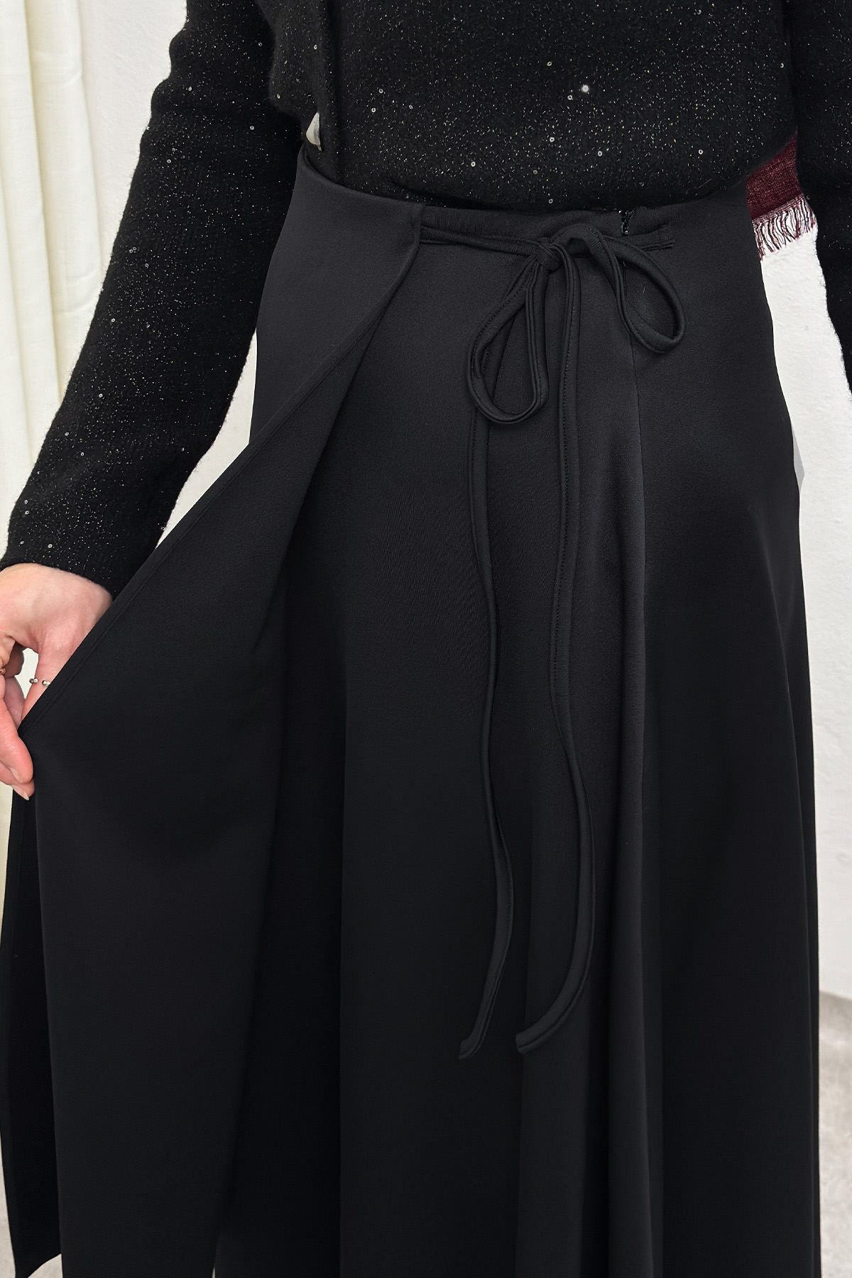 Belden Bağcıklı Scuba Etek 0056 - SİYAH |  