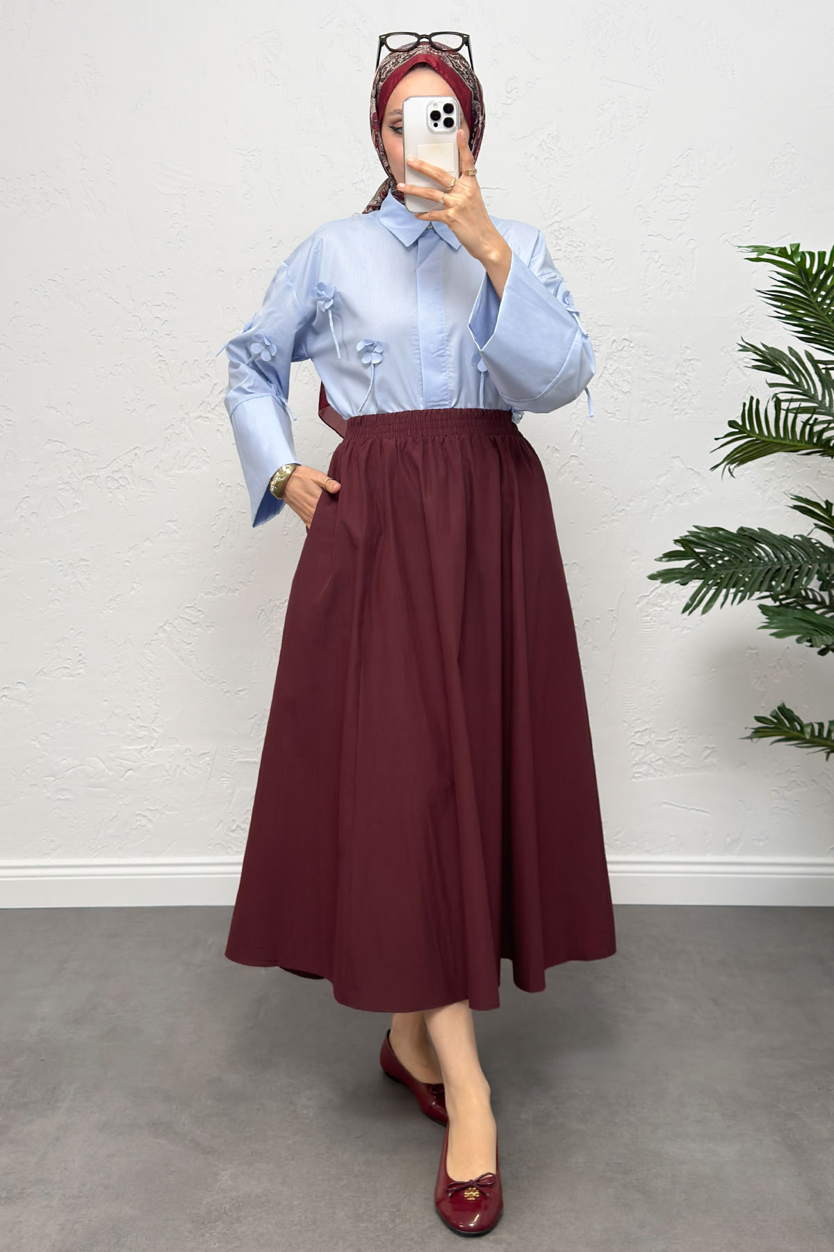 Cepli Poplin Etek 0060 - BORDO |  