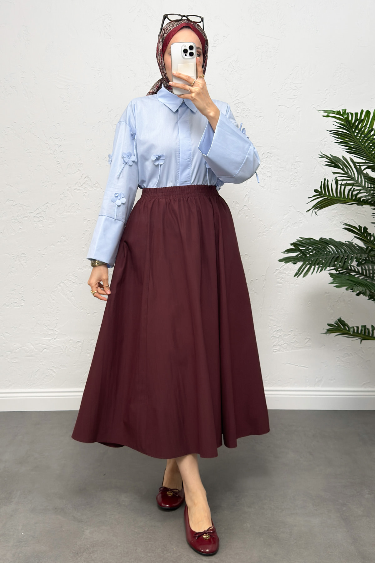 Cepli Poplin Etek 0060 - BORDO |  