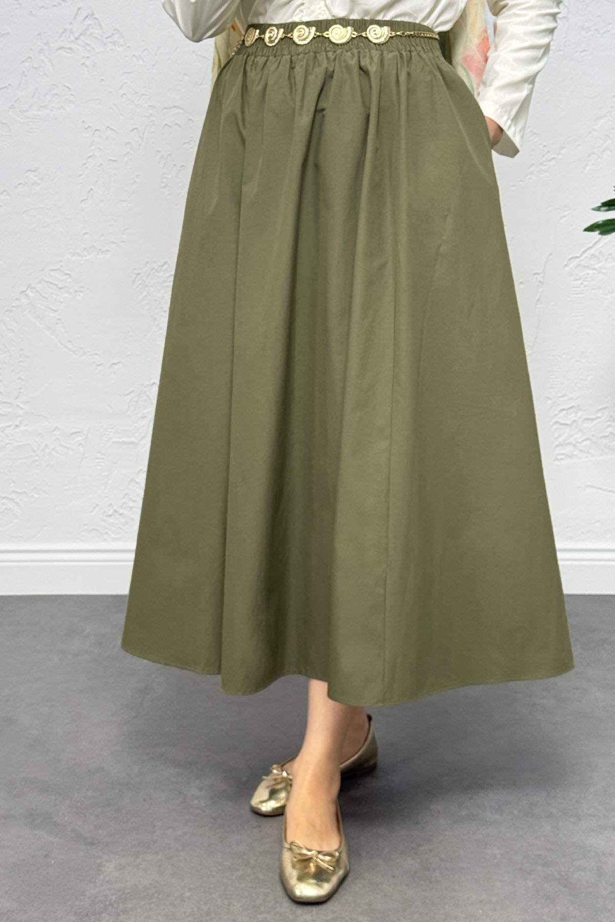 Cepli Poplin Etek 0060 - HAKİ |  