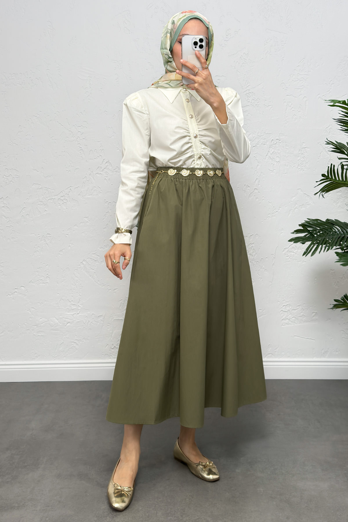 Cepli Poplin Etek 0060 - HAKİ |  