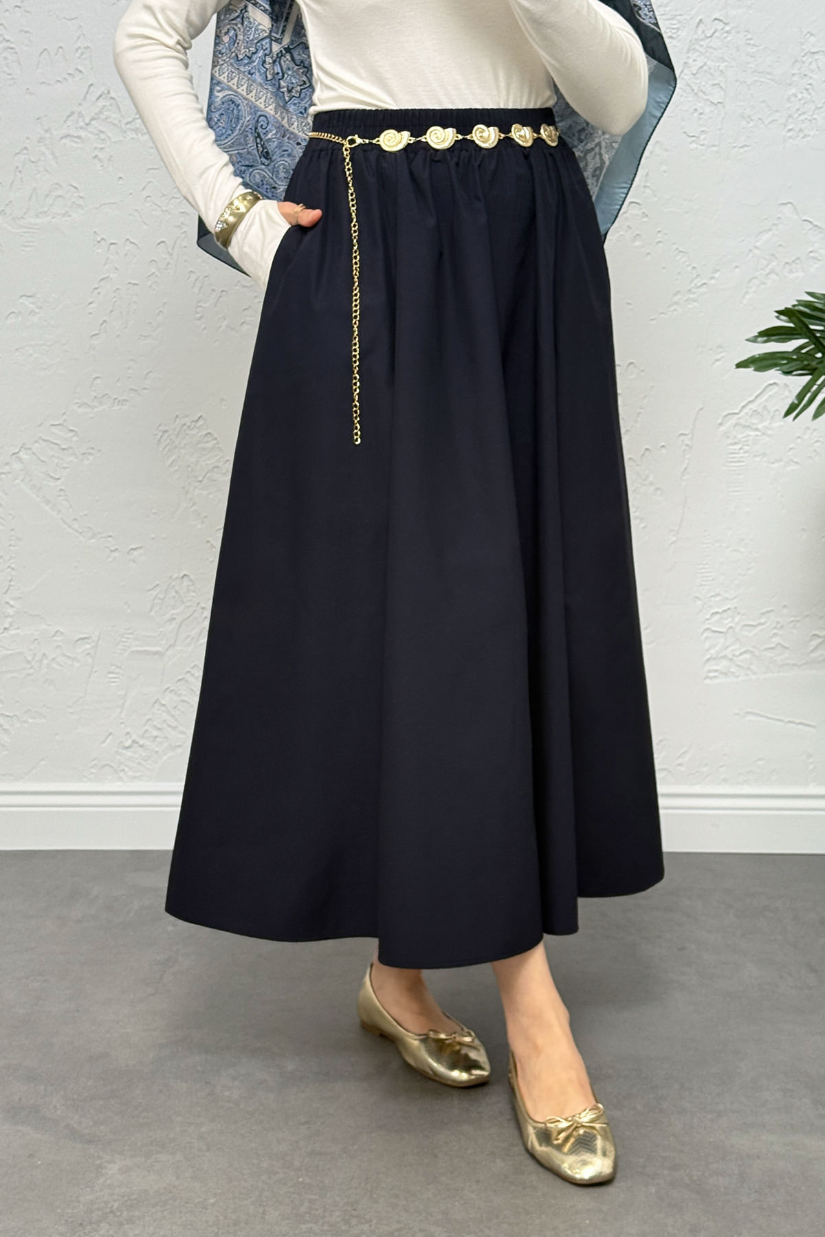 Cepli Poplin Etek 0060 - LACİVERT |  