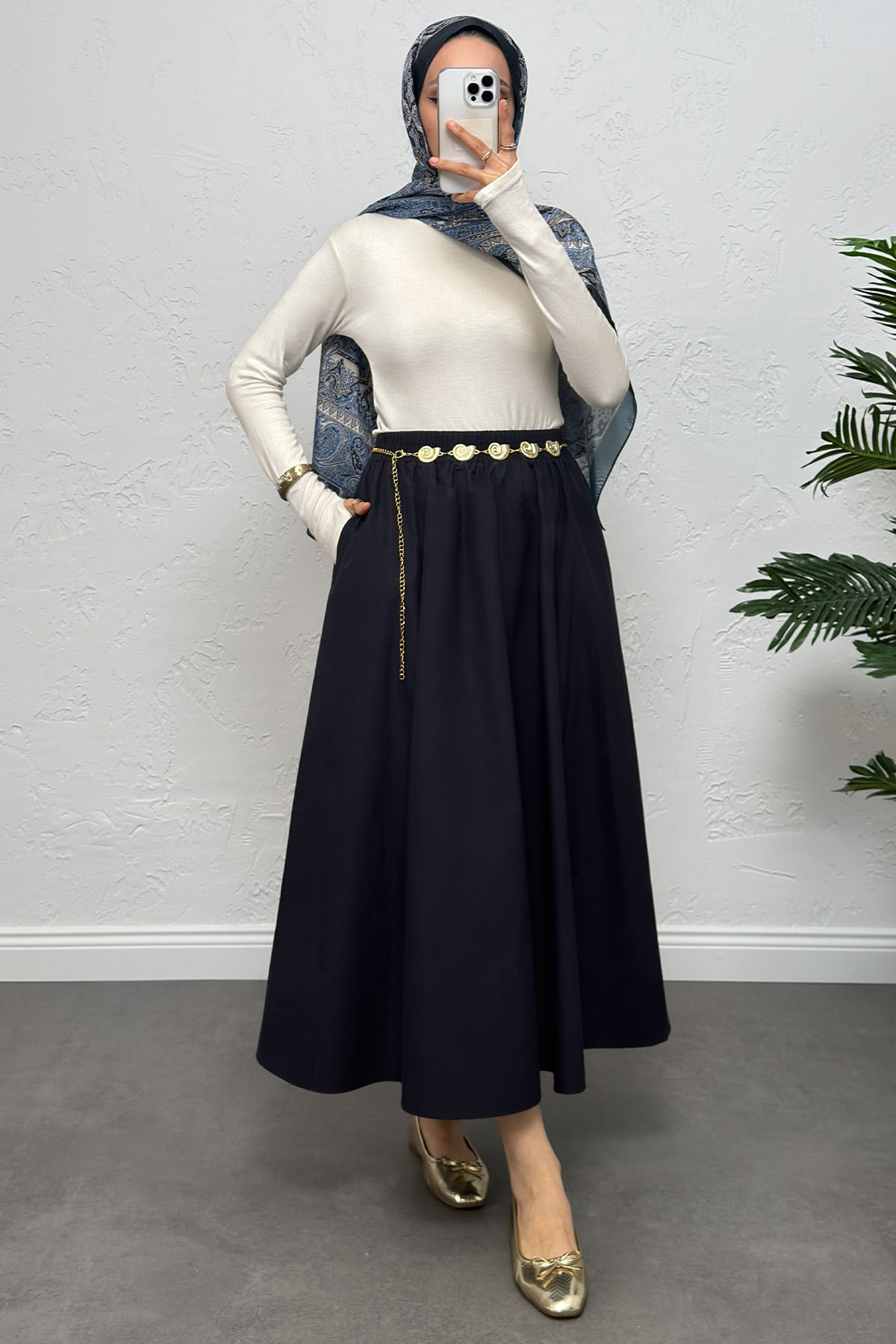 Cepli Poplin Etek 0060 - LACİVERT |  