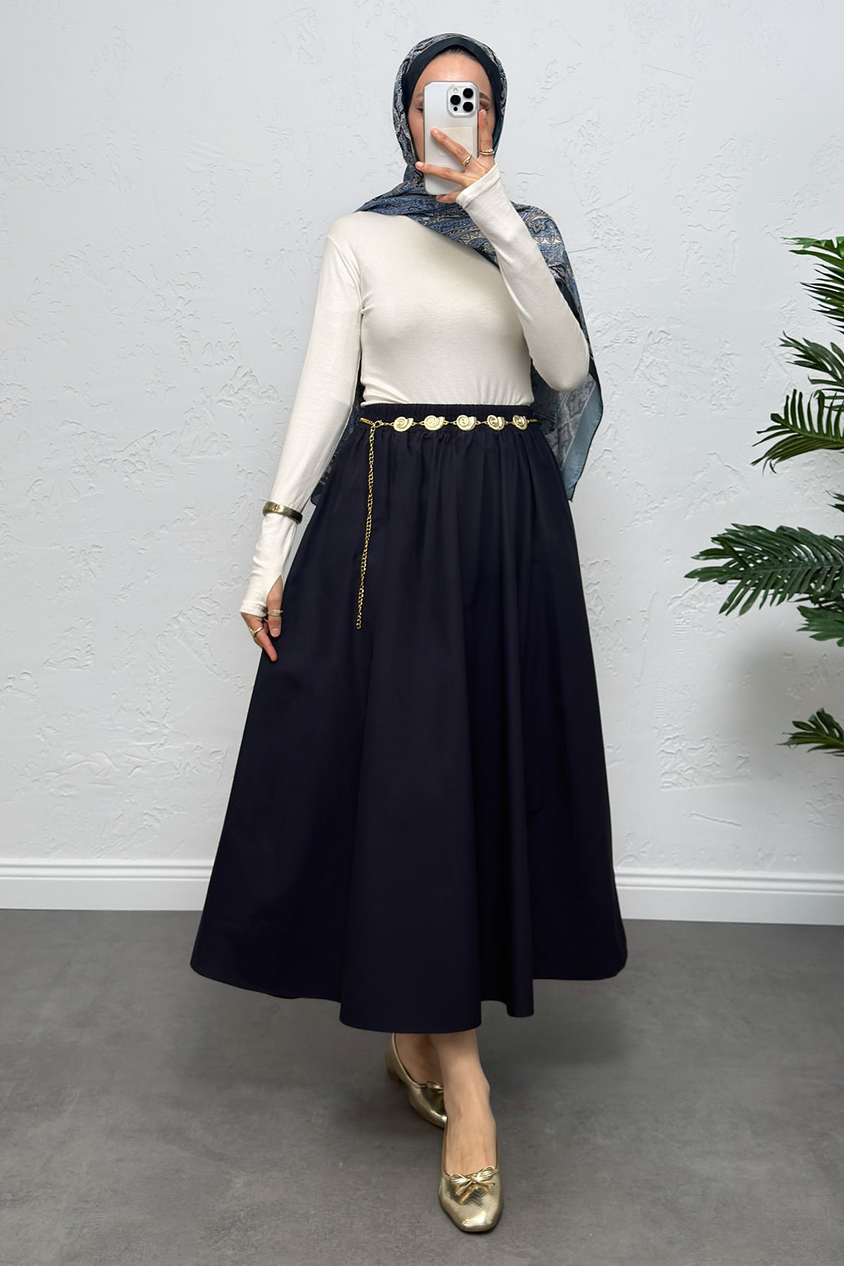 Cepli Poplin Etek 0060 - LACİVERT |  