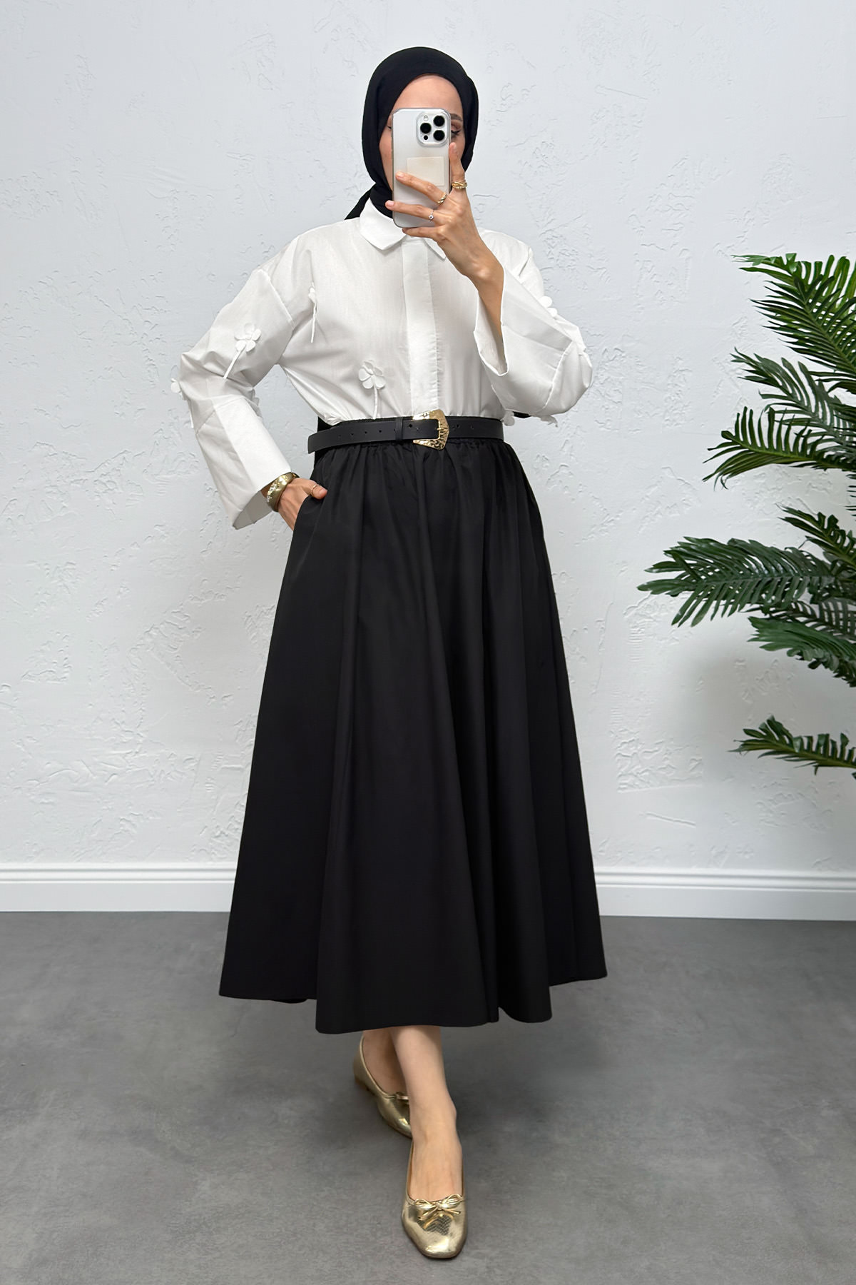 Cepli Poplin Etek 0060 - SİYAH |  