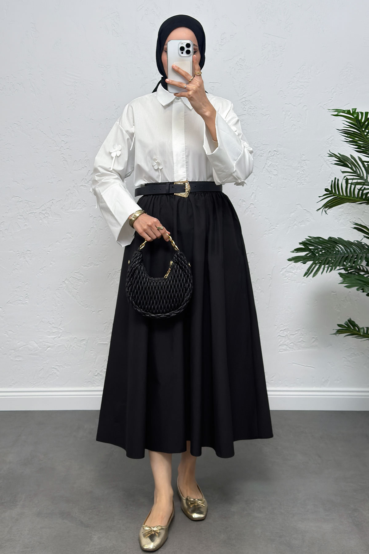 Cepli Poplin Etek 0060 - SİYAH |  