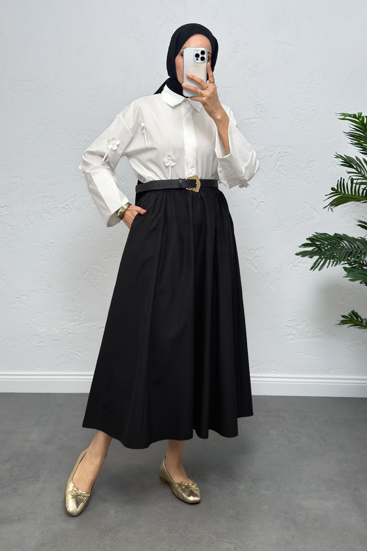 Cepli Poplin Etek 0060 - SİYAH |  