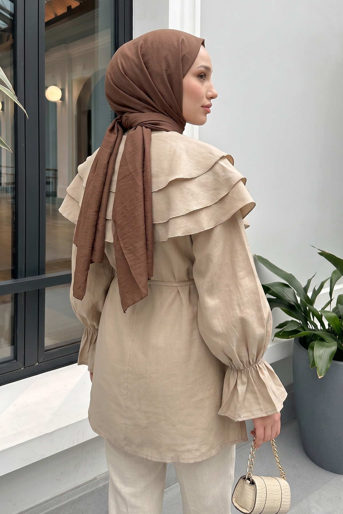 Katlı Yaka Tunik 0062 - BEJ |  