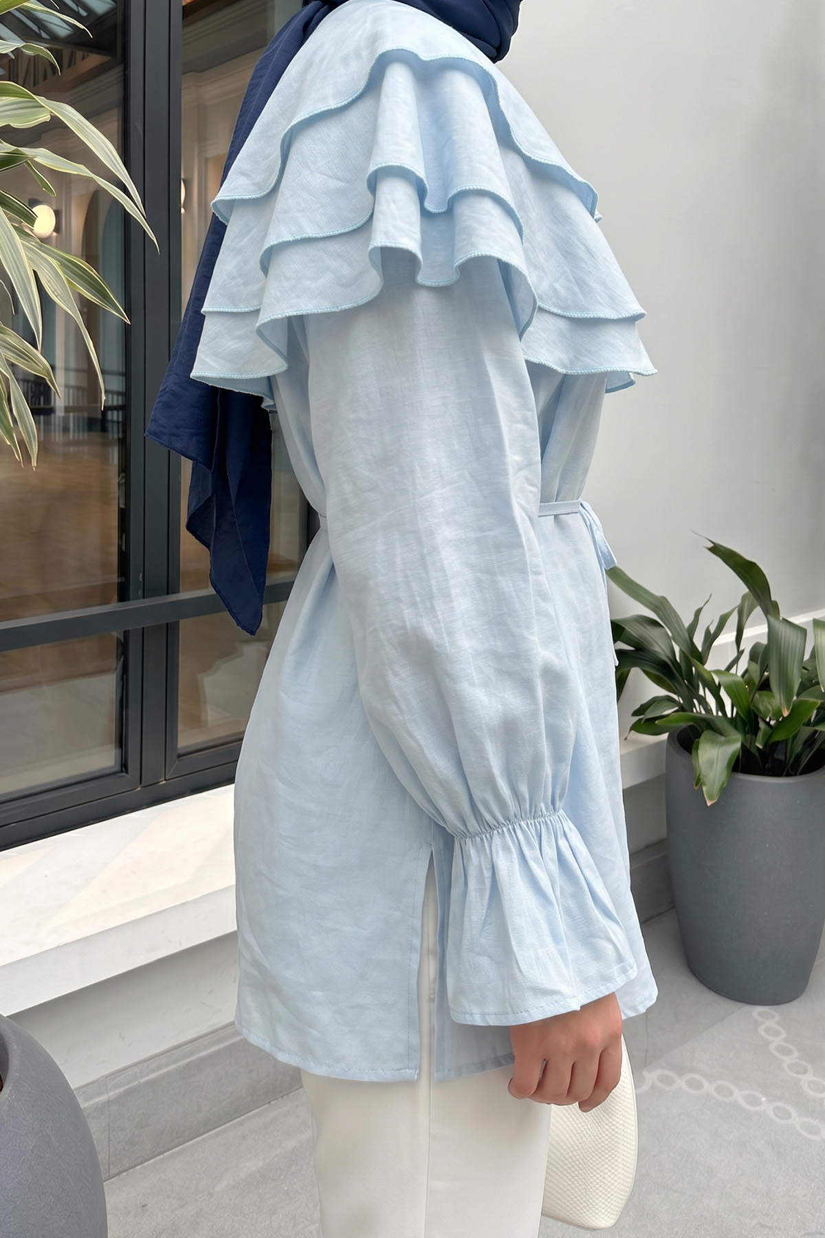 Katlı Yaka Tunik 0062 - BEBE MAVİSİ |  