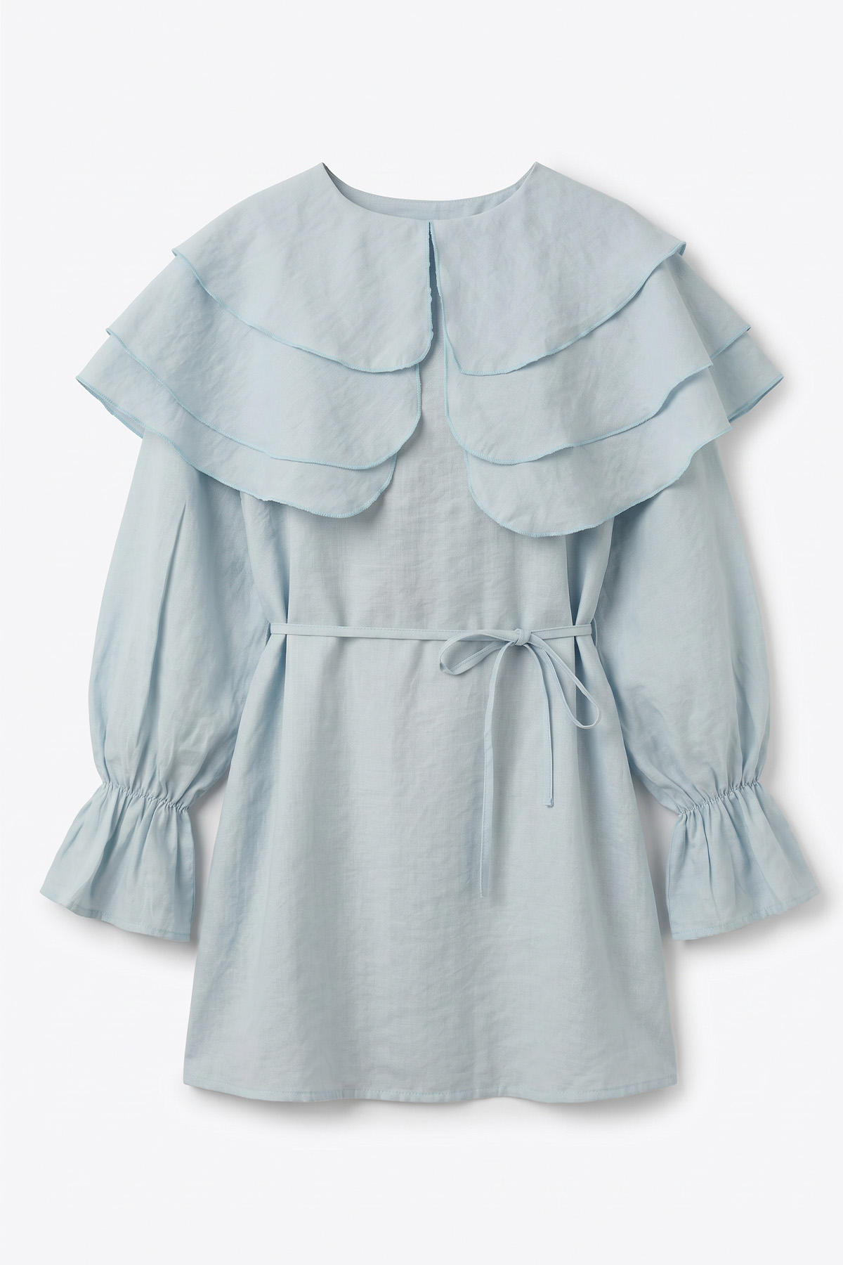 Katlı Yaka Tunik 0062 - BEBE MAVİSİ |  