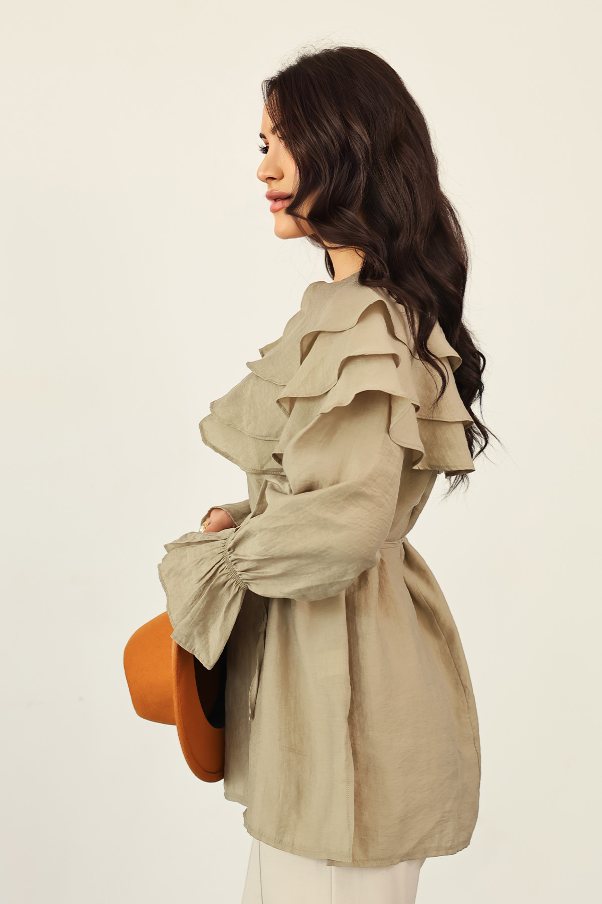 Katlı Yaka Tunik 0062 - HAKİ |  