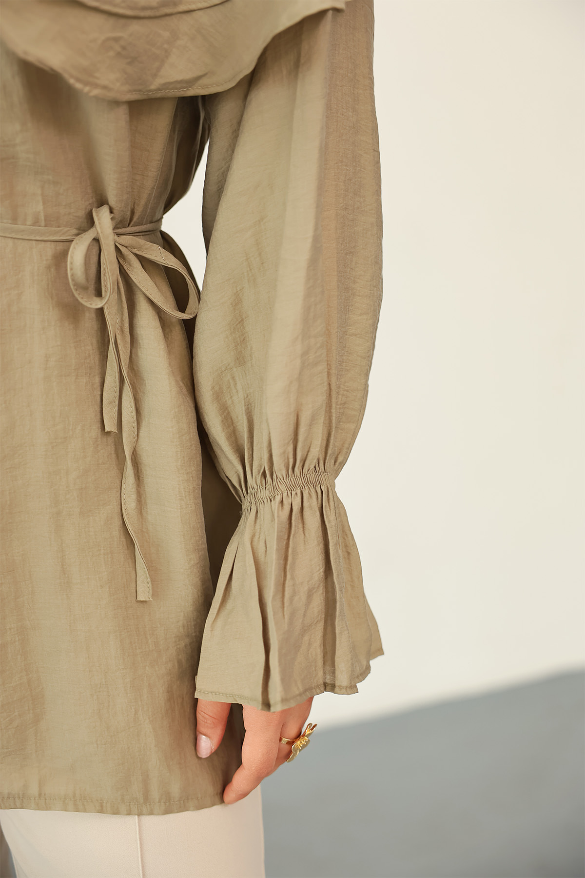 Katlı Yaka Tunik 0062 - HAKİ |  