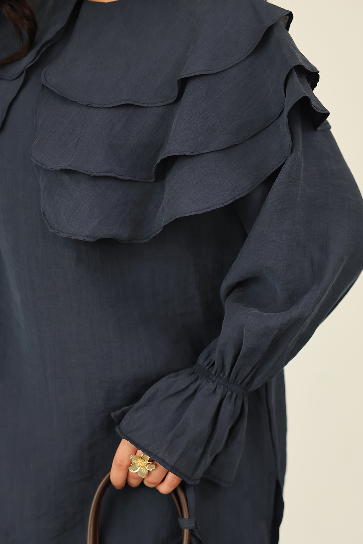 Katlı Yaka Tunik 0062 - LACİVERT |  