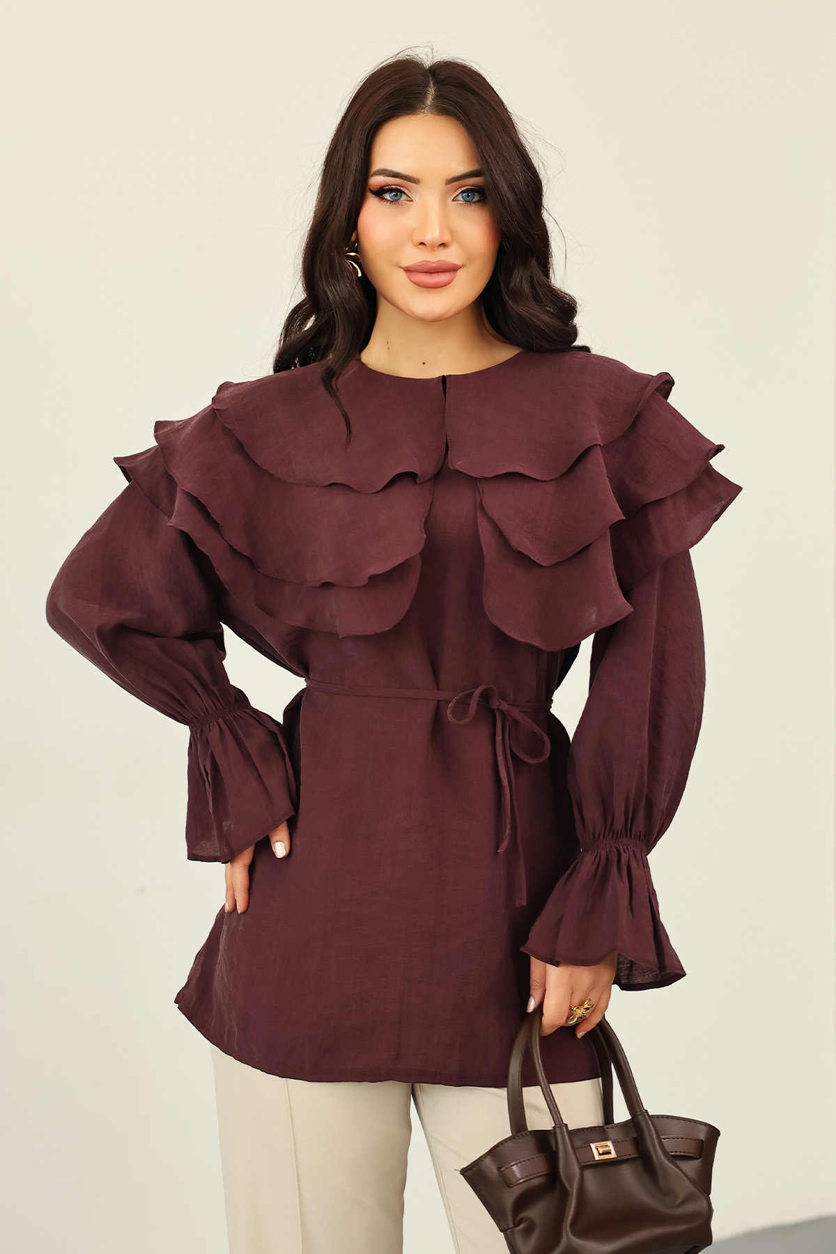 Katlı Yaka Tunik 0062 - MÜRDÜM |  