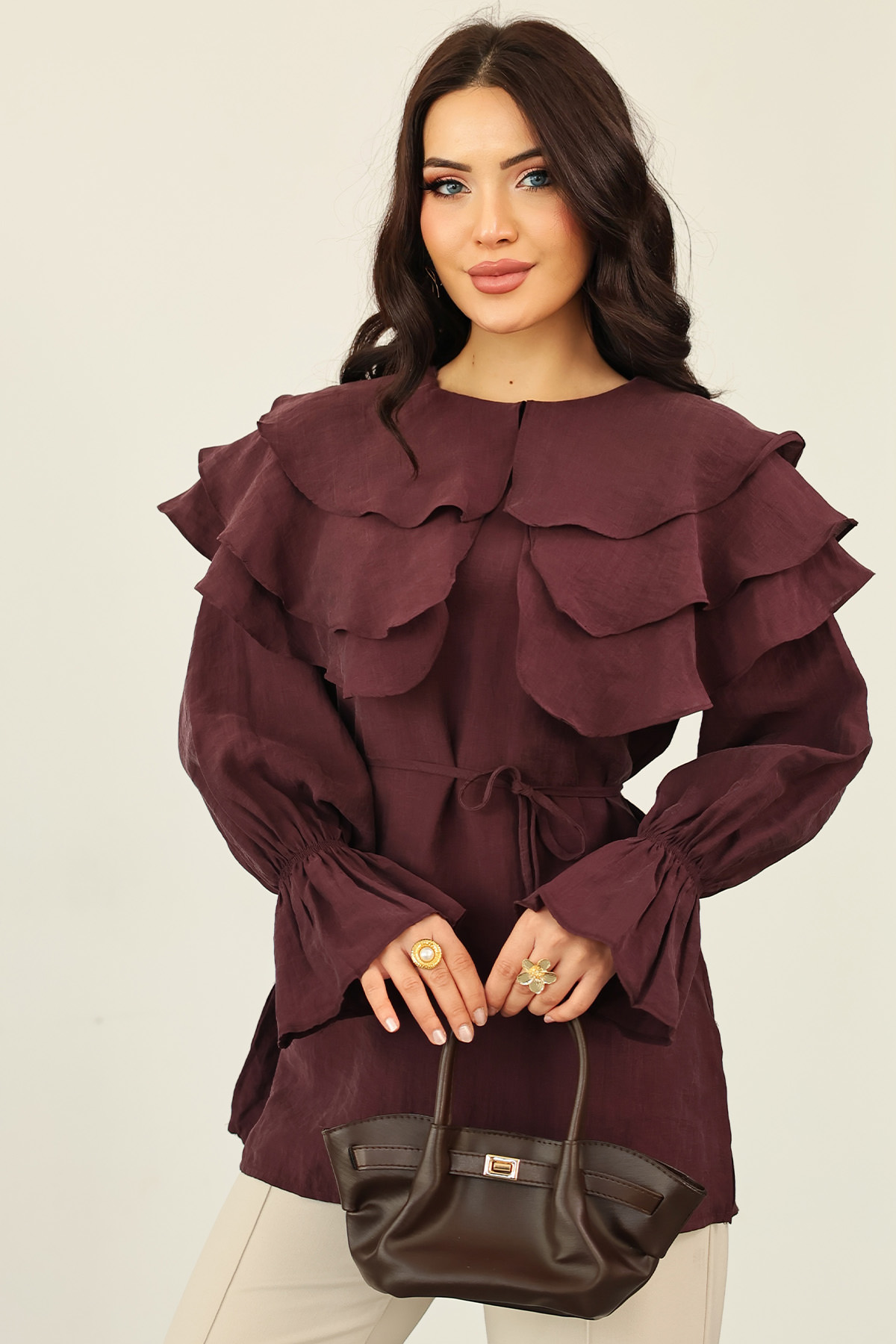 Katlı Yaka Tunik 0062 - MÜRDÜM |  