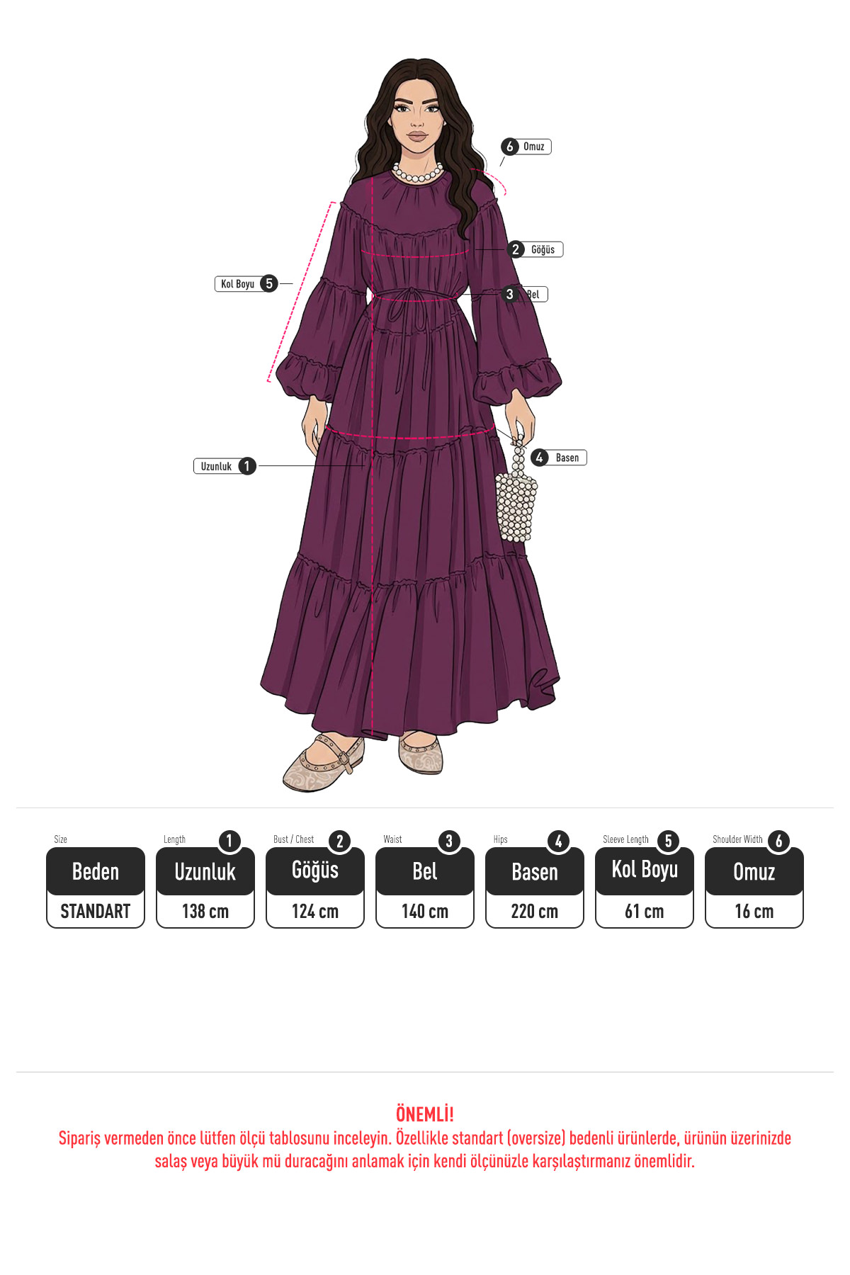 Katlı Fırfırlı Elbise 0063 - KAHVERENGİ |  