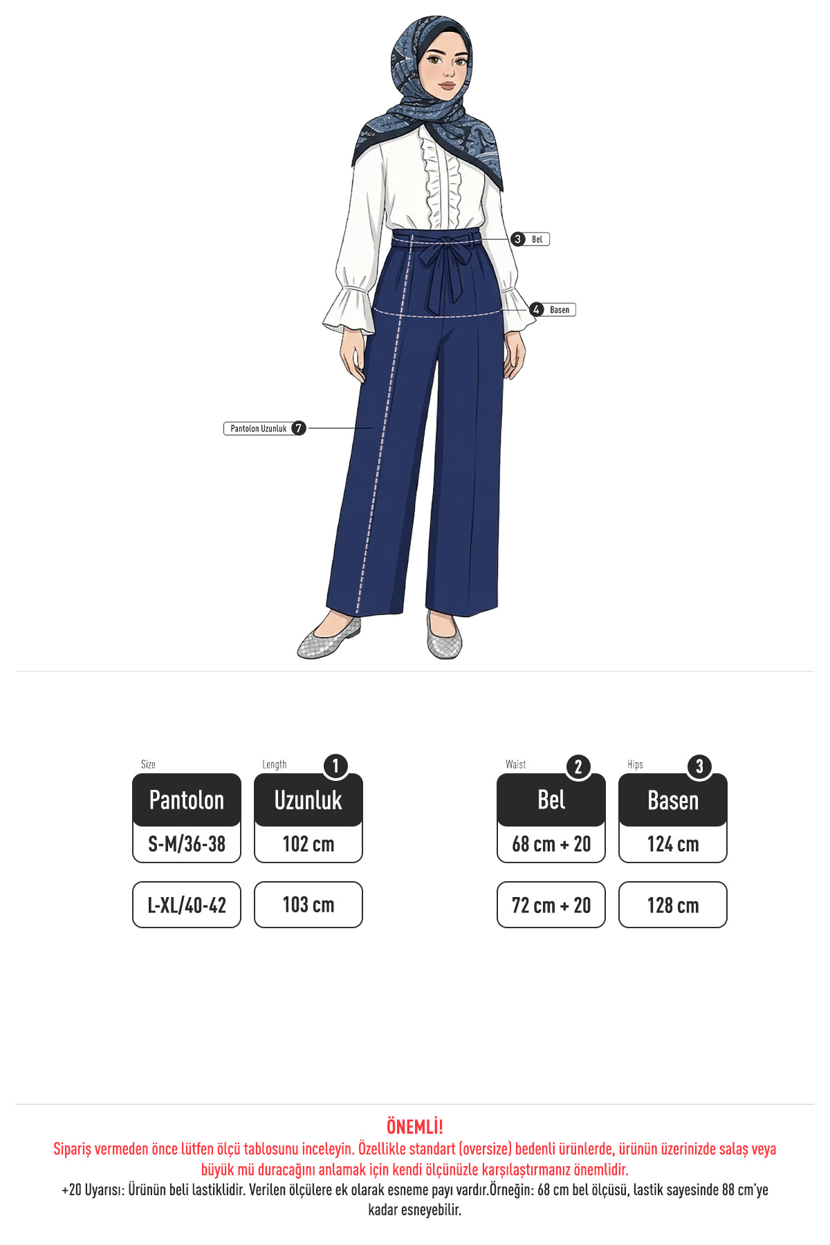 Kuşaklı Bol Paça Pantolon 0068 - AÇIK KAHVE |  