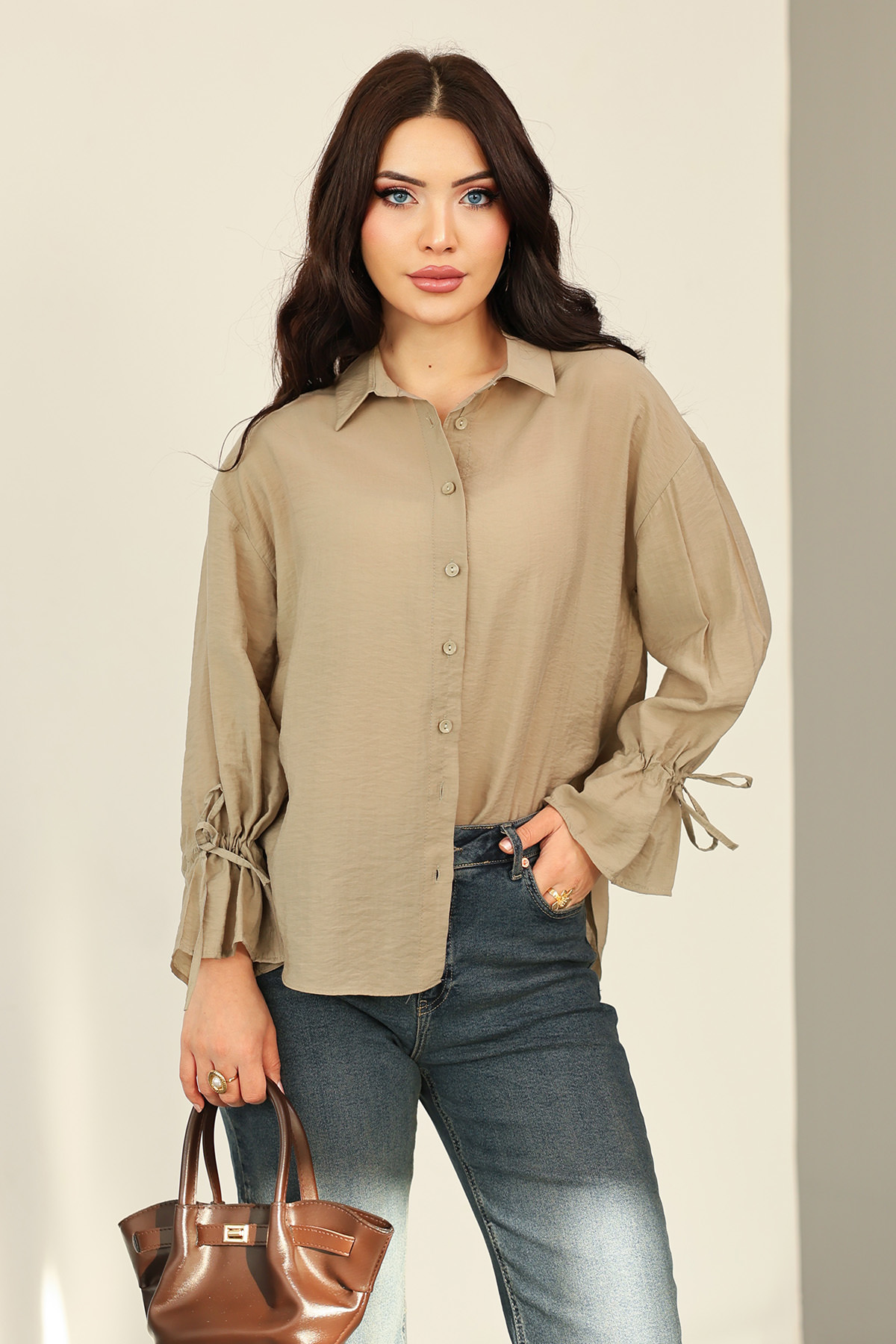 Kol Büzgülü Gömlek 0069 - HAKİ |  