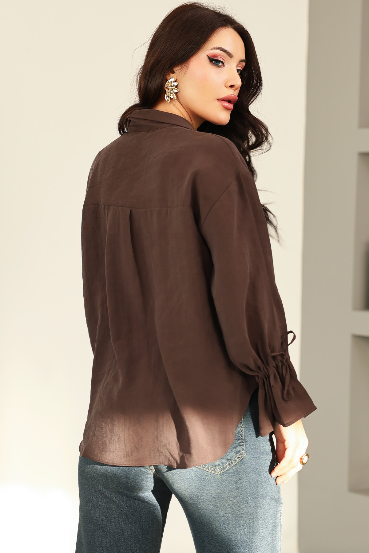 Kol Büzgülü Gömlek 0069 - KAHVERENGİ |  