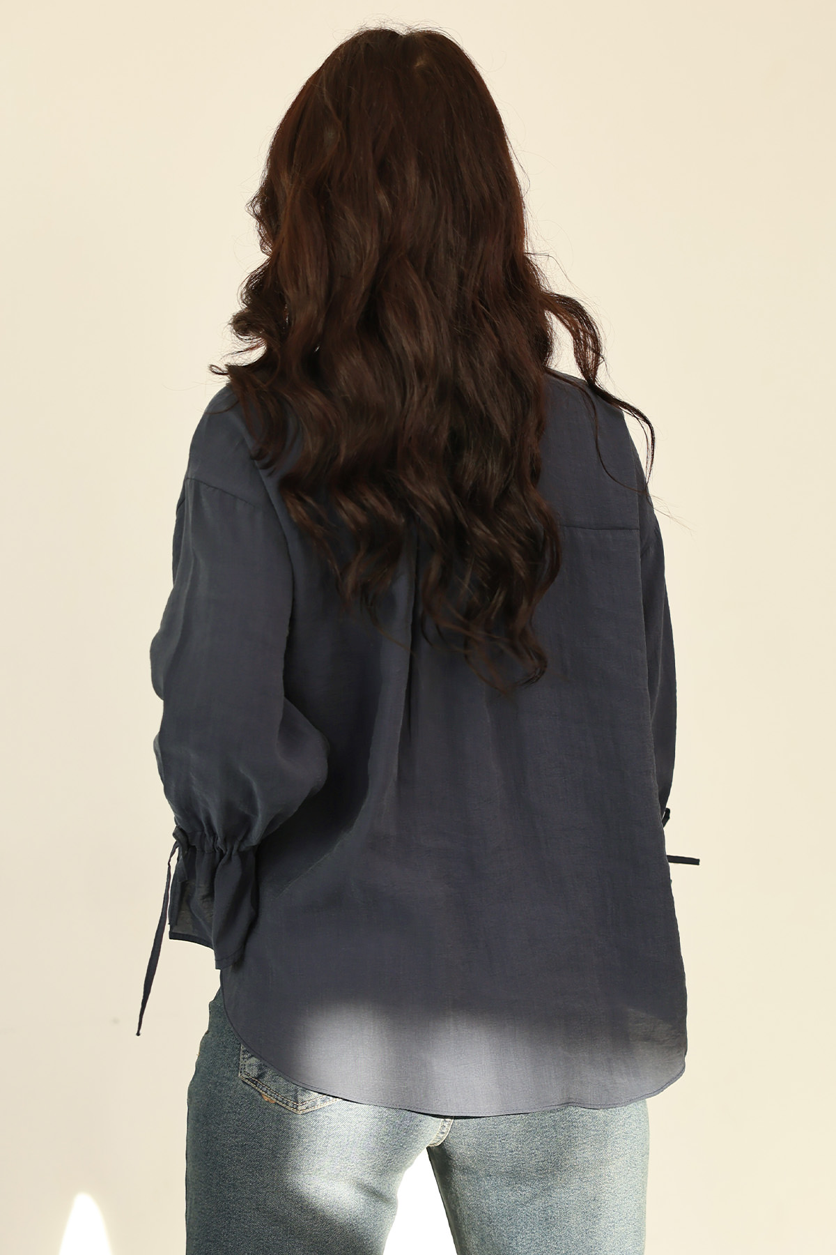 Kol Büzgülü Gömlek 0069 - LACİVERT |  