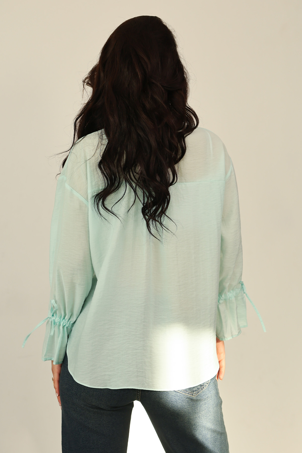 Kol Büzgülü Gömlek 0069 - MİNT YEŞİLİ |  