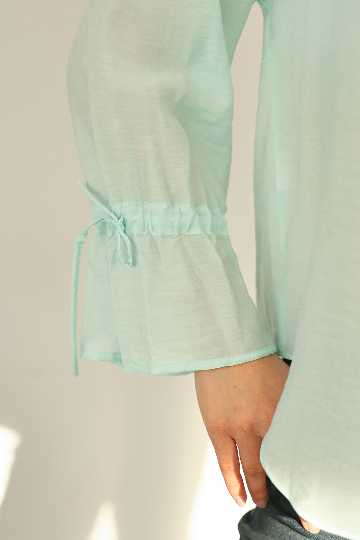 Kol Büzgülü Gömlek 0069 - MİNT YEŞİLİ |  