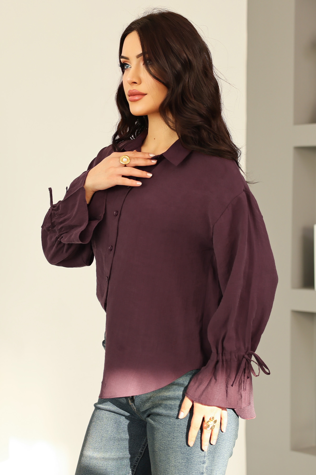 Kol Büzgülü Gömlek 0069 - MÜRDÜM |  