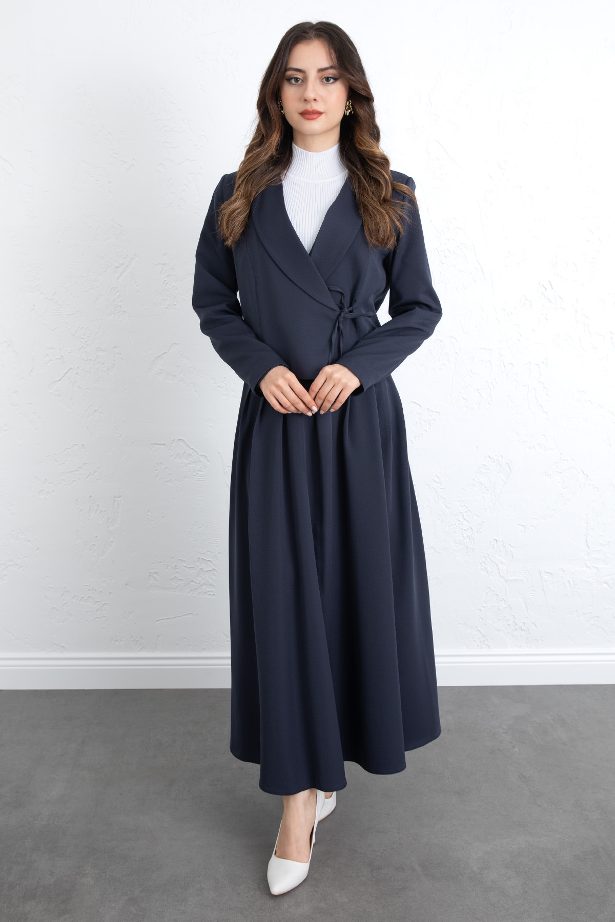 Bağcık Detay Ceketli Takım 0076 - LACİVERT |  