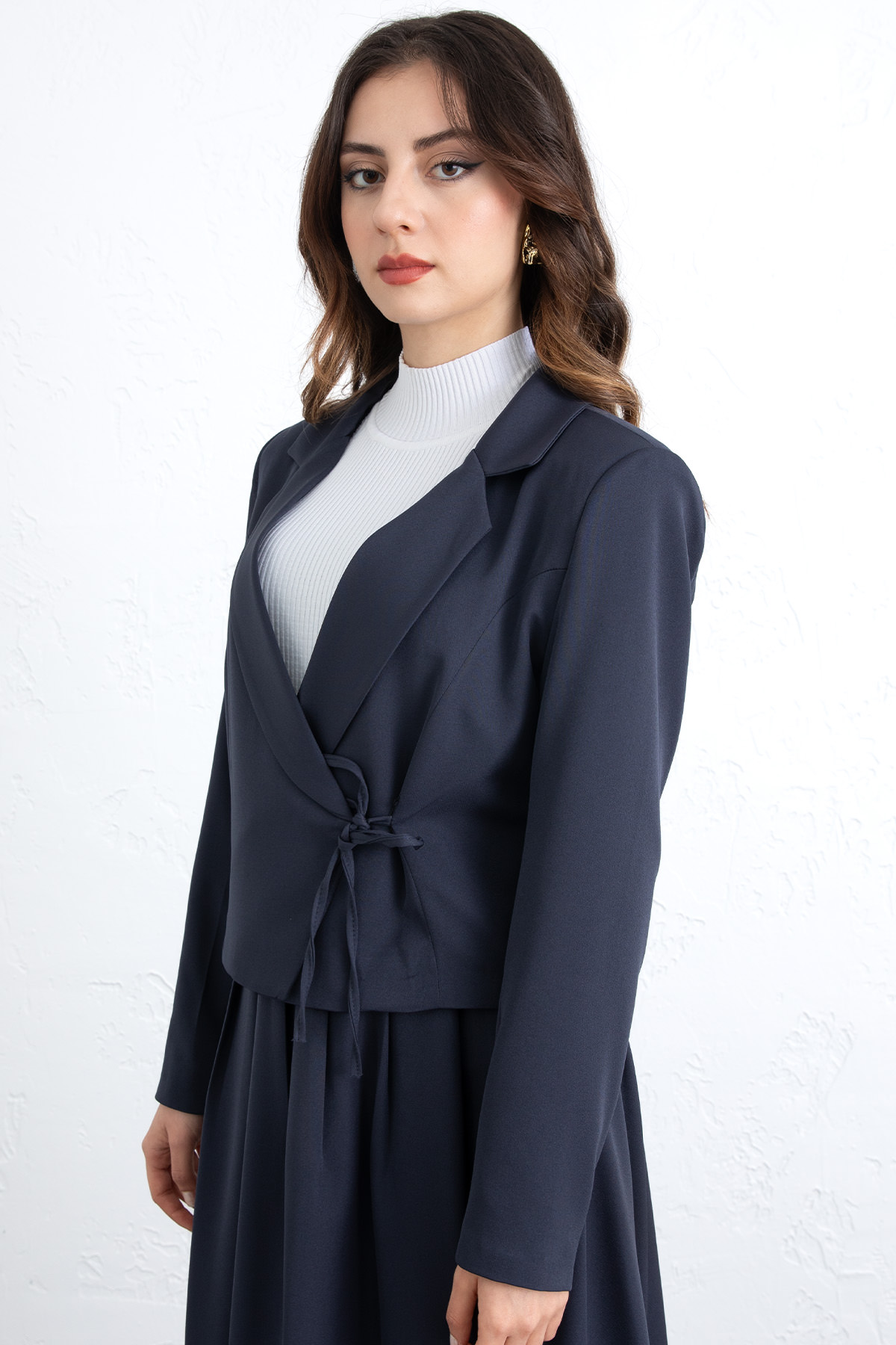 Bağcık Detay Ceketli Takım 0076 - LACİVERT |  