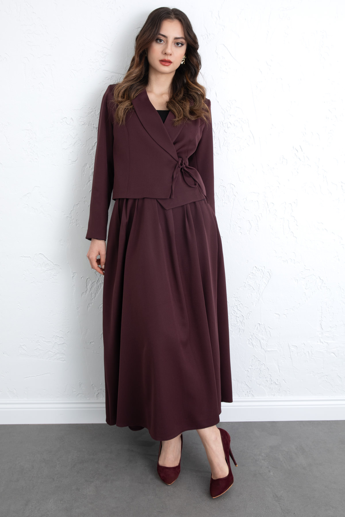 Bağcık Detay Ceketli Takım 0076 - MÜRDÜM |  