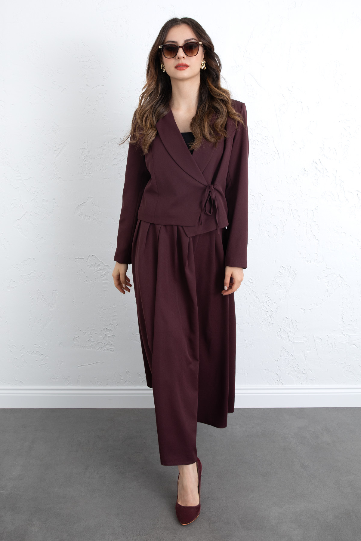 Bağcık Detay Ceketli Takım 0076 - MÜRDÜM |  