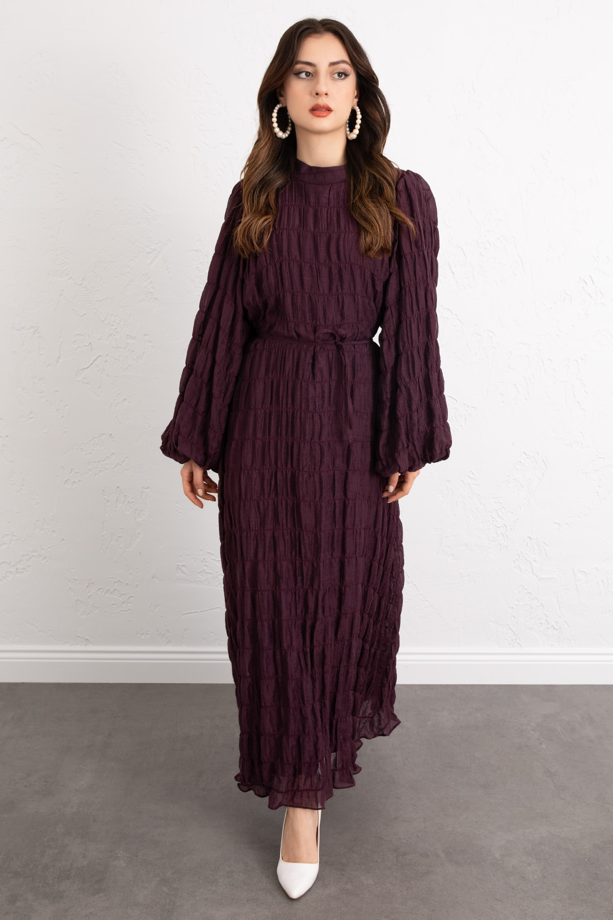 Gipeli Modal Elbise 0080 - BORDO |  