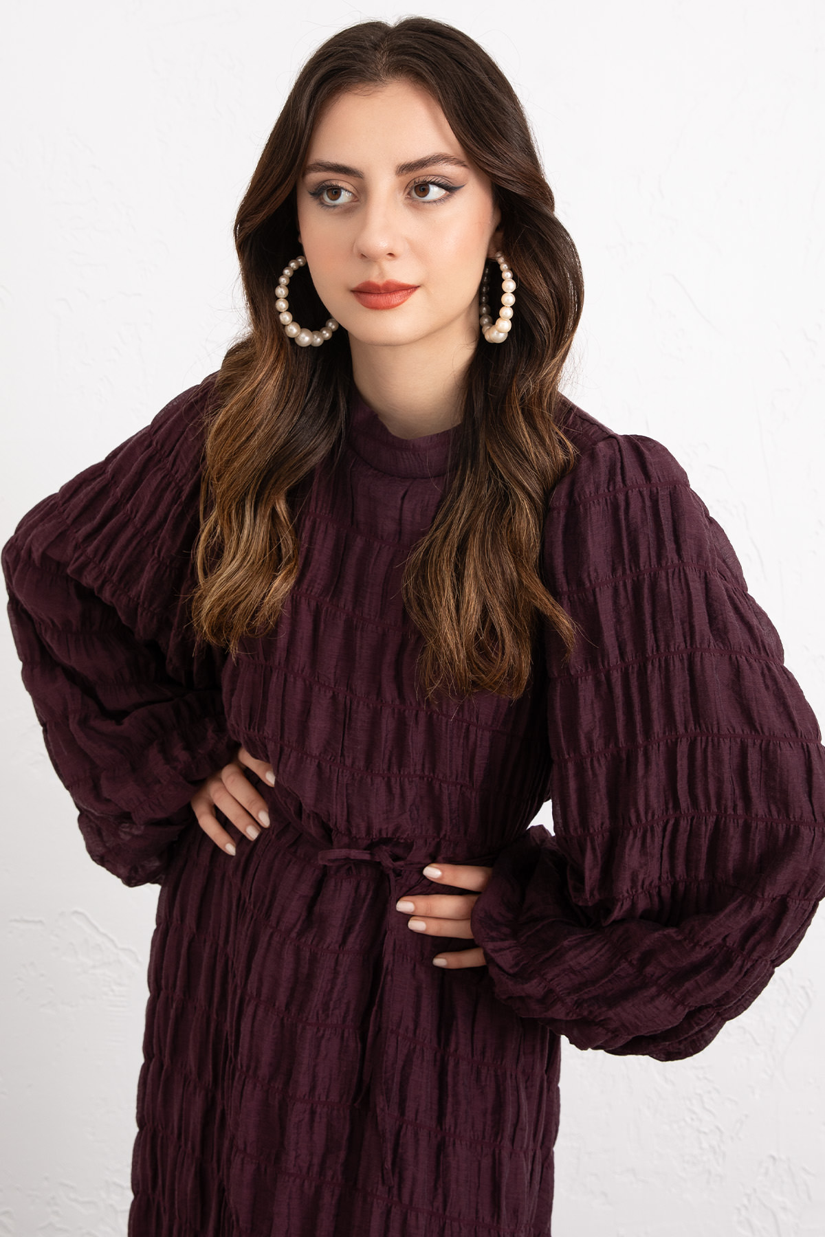 Gipeli Modal Elbise 0080 - BORDO |  