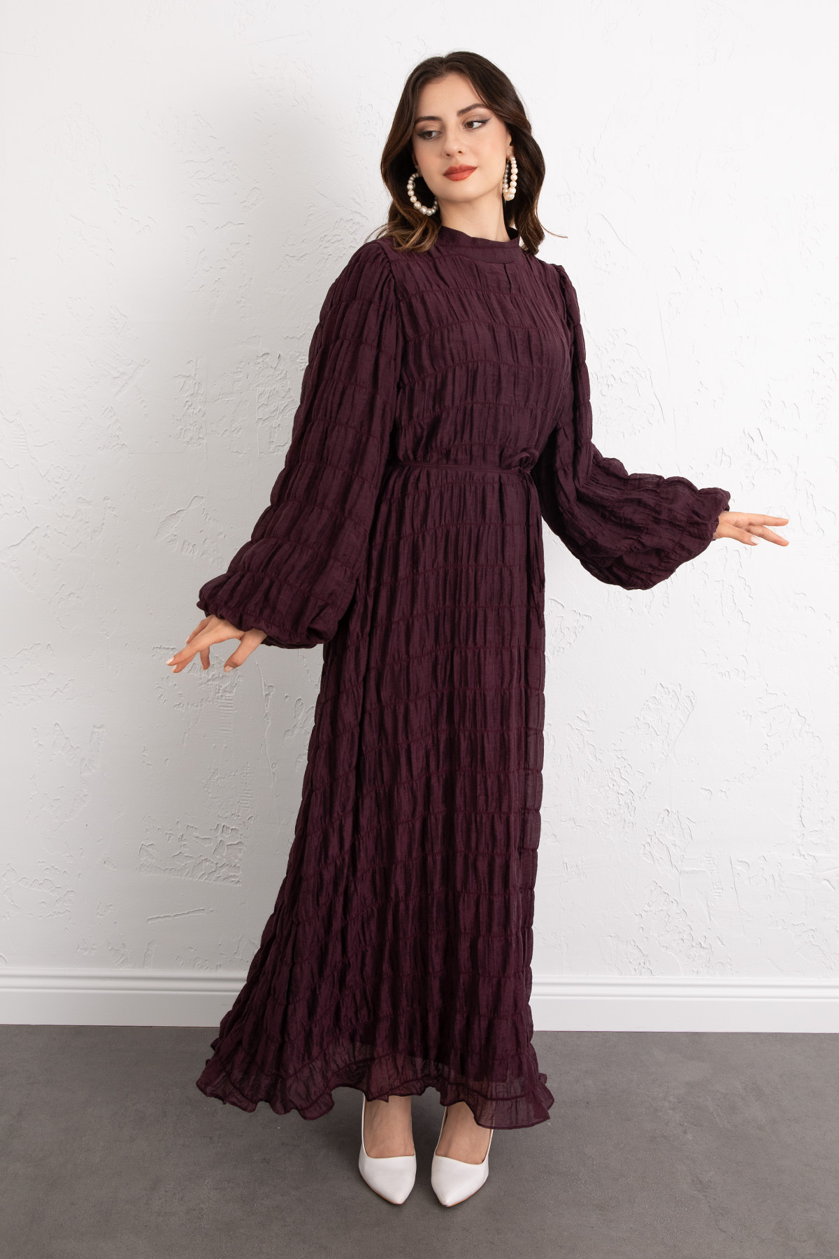 Gipeli Modal Elbise 0080 - BORDO |  