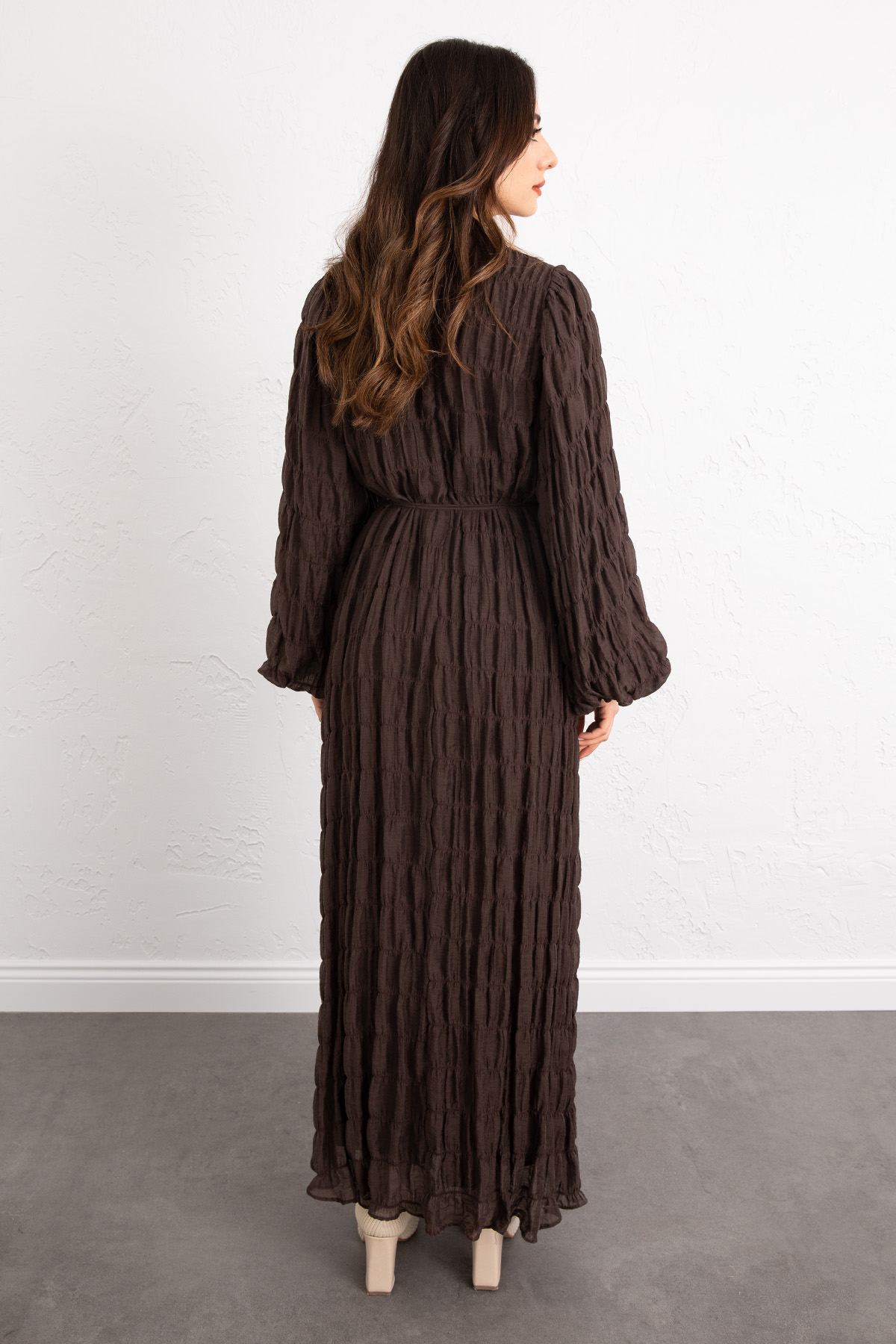 Gipeli Modal Elbise 0080 - KAHVERENGİ |  