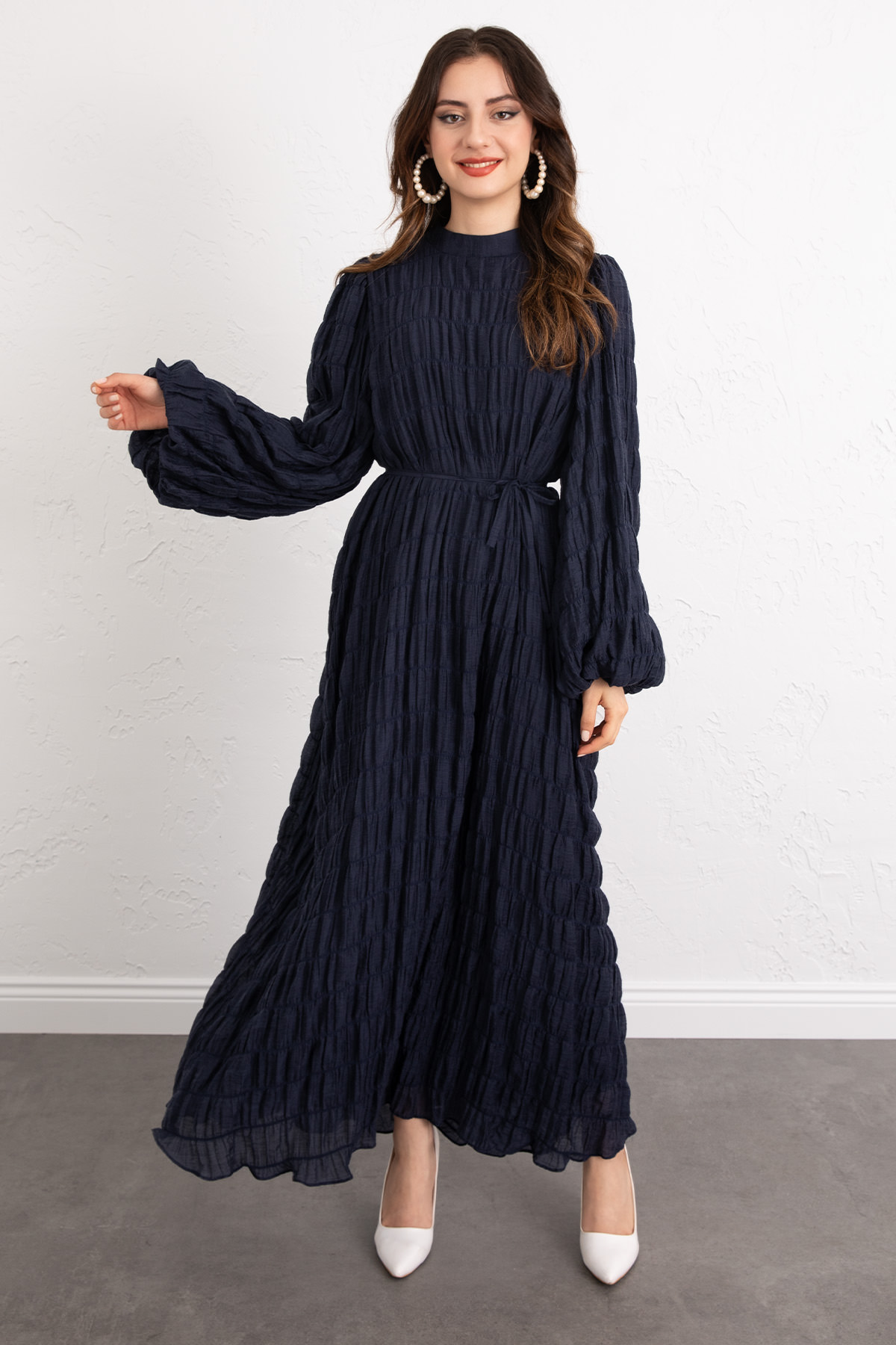 Gipeli Modal Elbise 0080 - LACİVERT |  