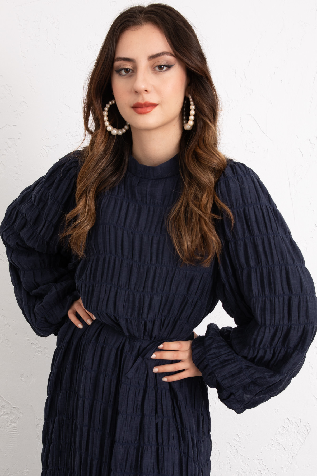 Gipeli Modal Elbise 0080 - LACİVERT |  