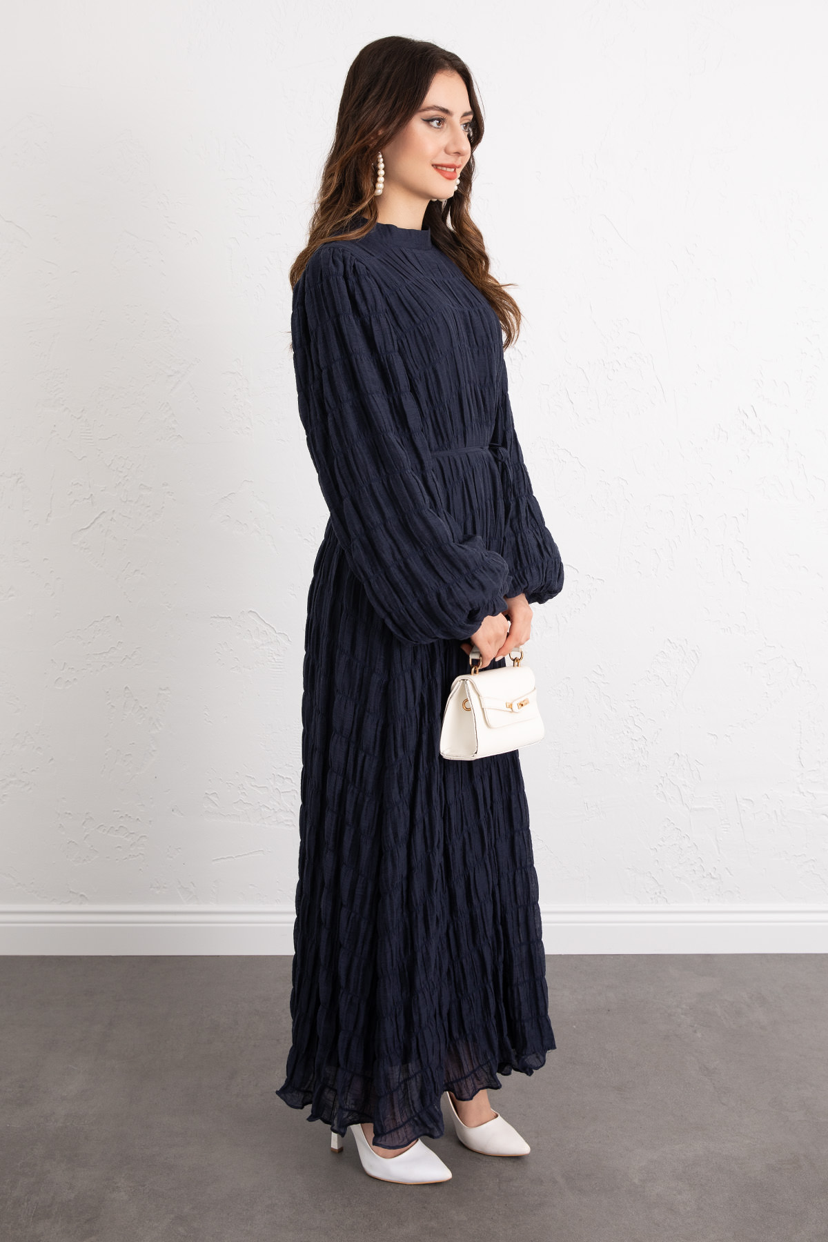 Gipeli Modal Elbise 0080 - LACİVERT |  