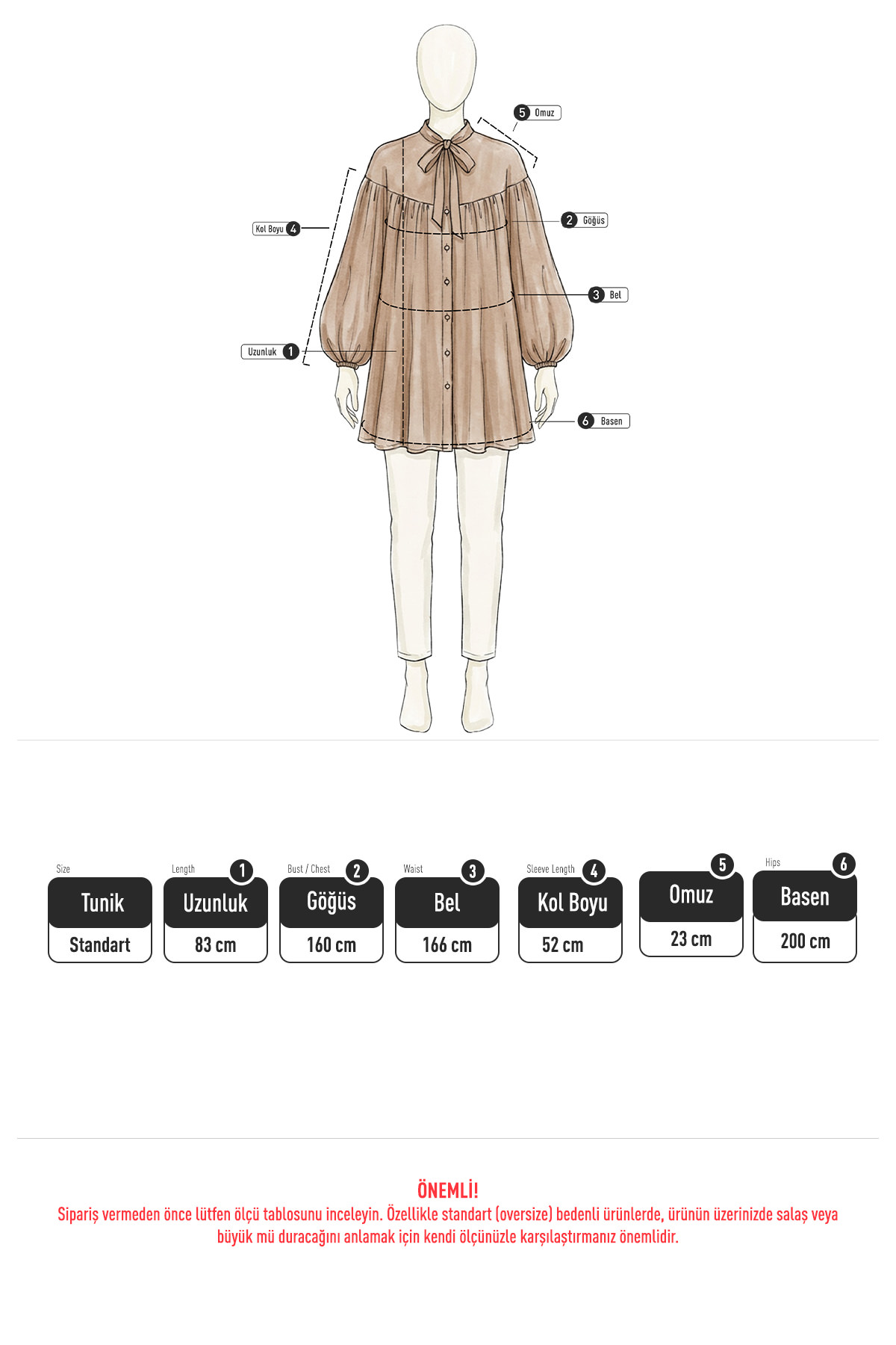Yaka Bağcıklı Biritli Tunik 0083 - EKRU |  
