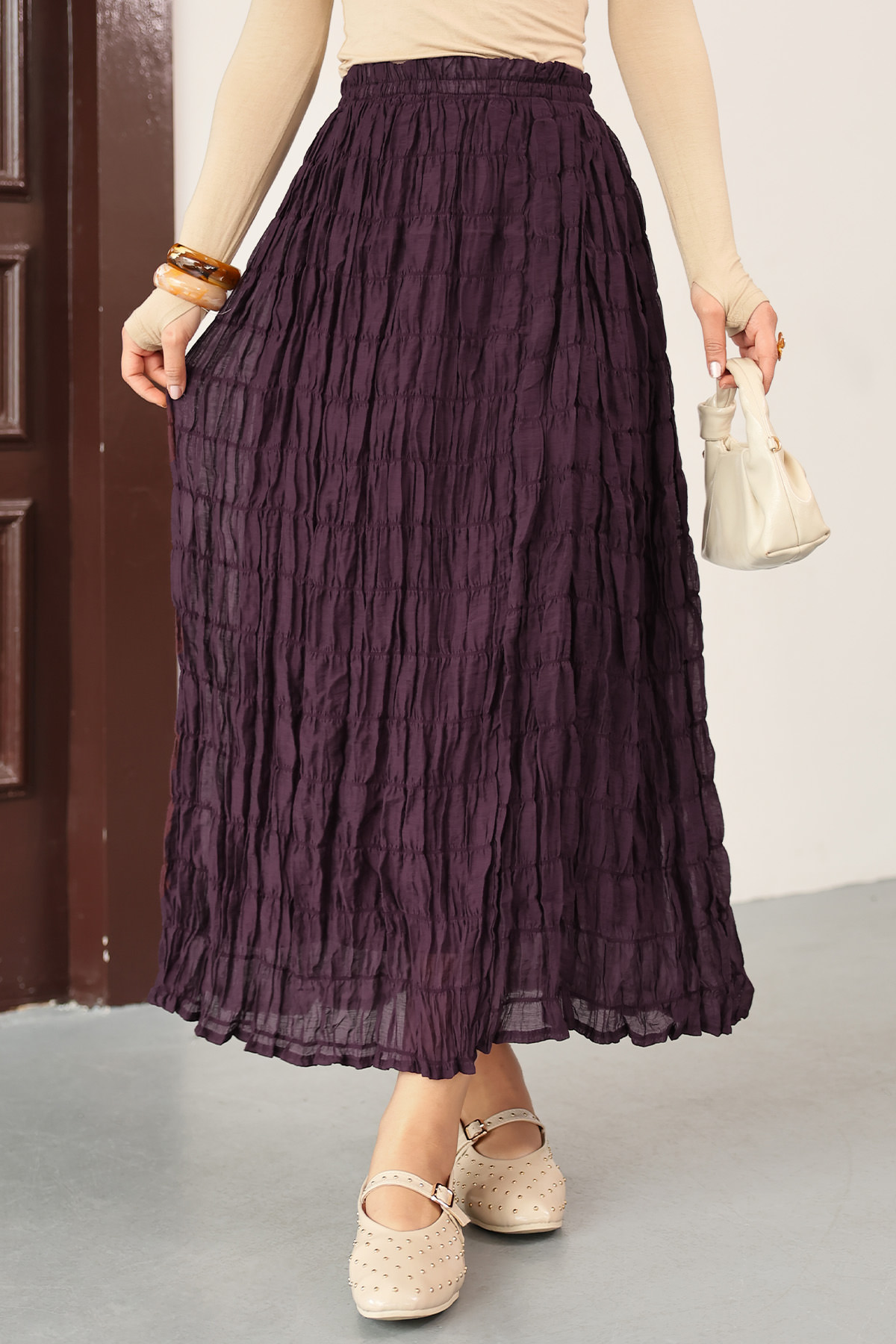 Lastik Bel Gipeli Maxi Etek 0084 - MÜRDÜM |  